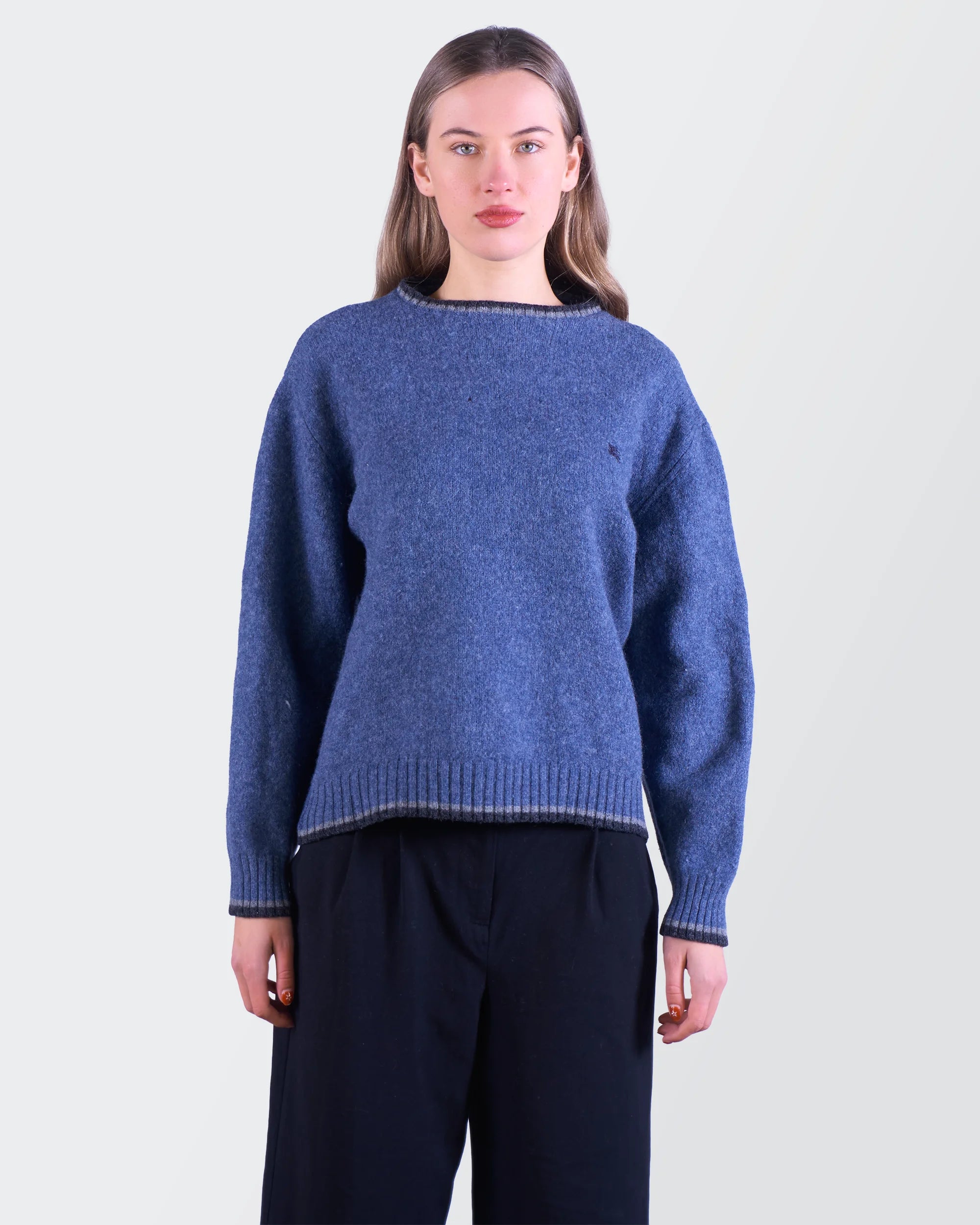 Burberry Blue Wool Crewneck Sweater - S