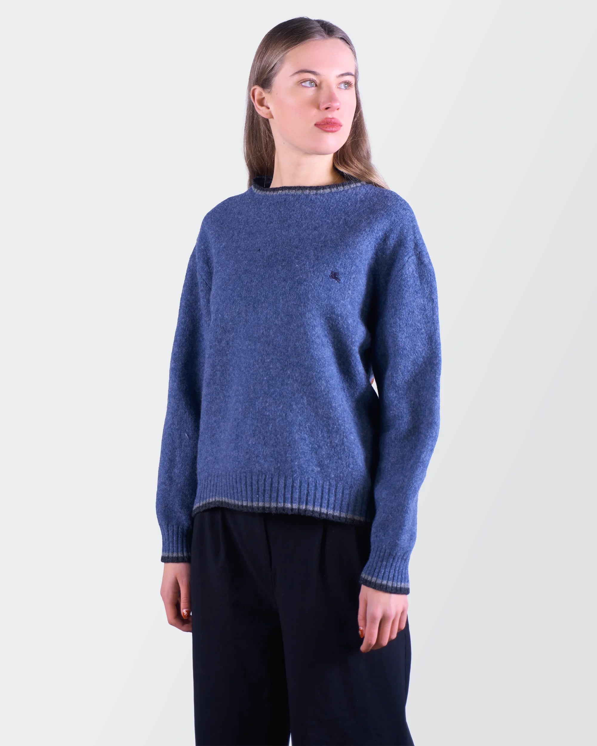 Burberry Blue Wool Crewneck Sweater - S