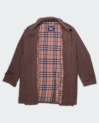 Burberry 1990's Brown Wool Car Coat - XL