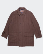 Burberry 1990's Brown Wool Car Coat - XL