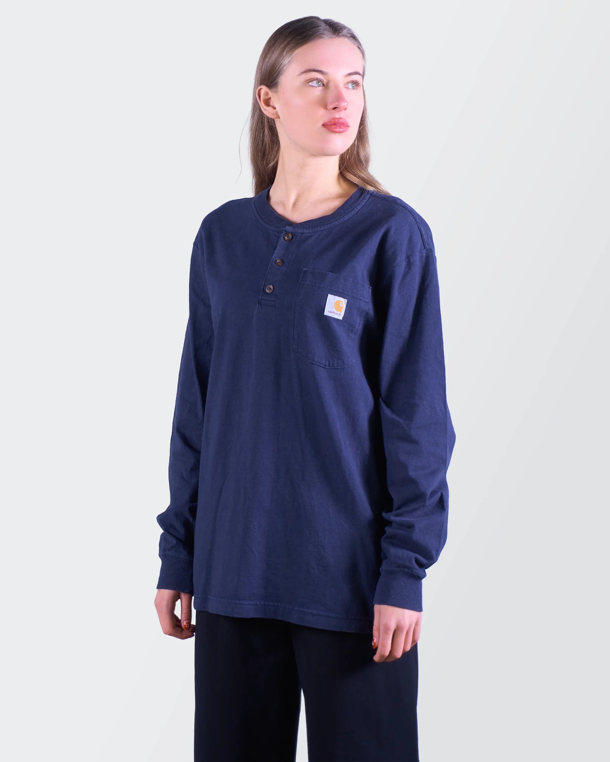 Carhartt Navy Cotton Long Sleeve T-shirt - L