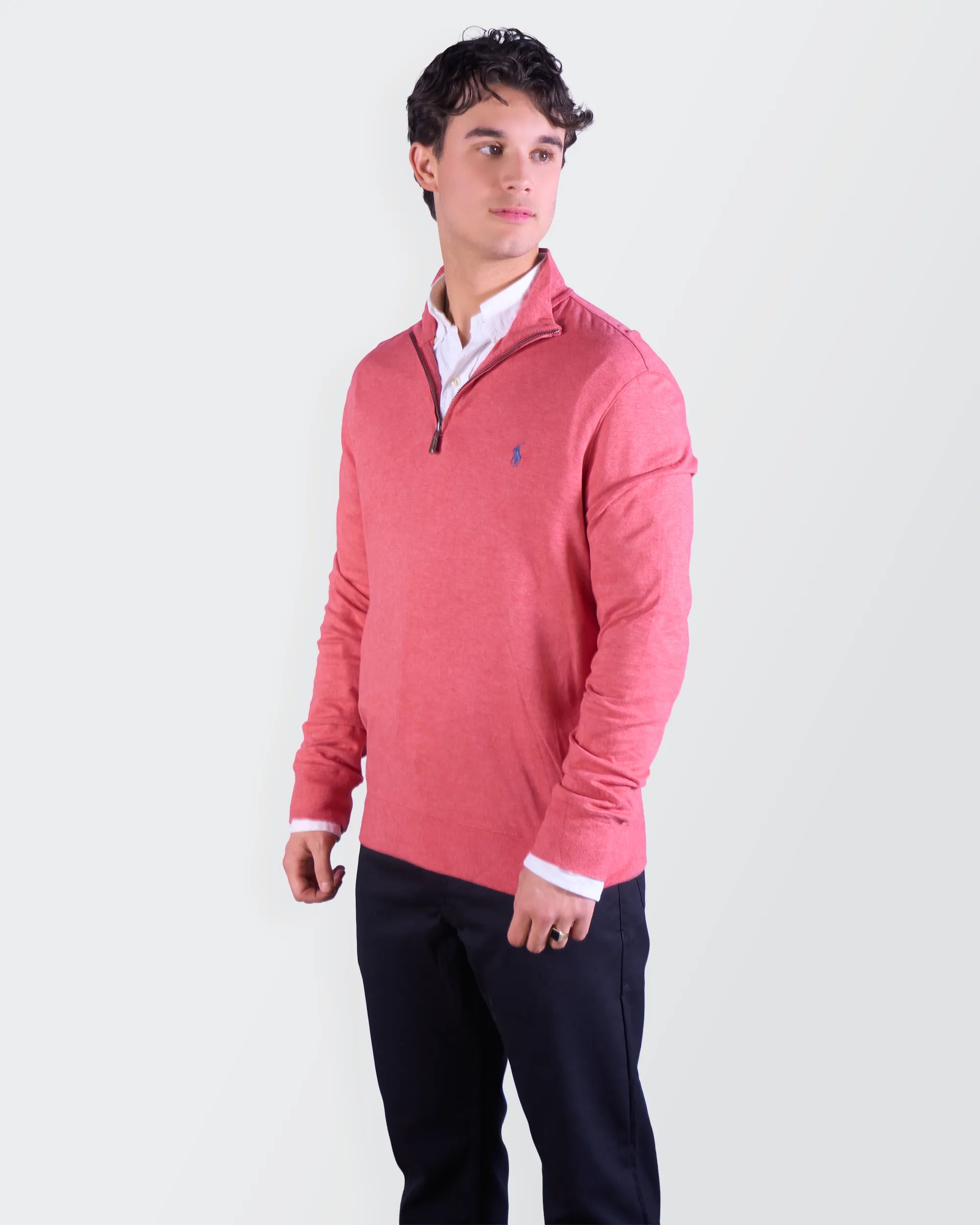 Ralph Lauren Pink Quarter-zip Sweater - L