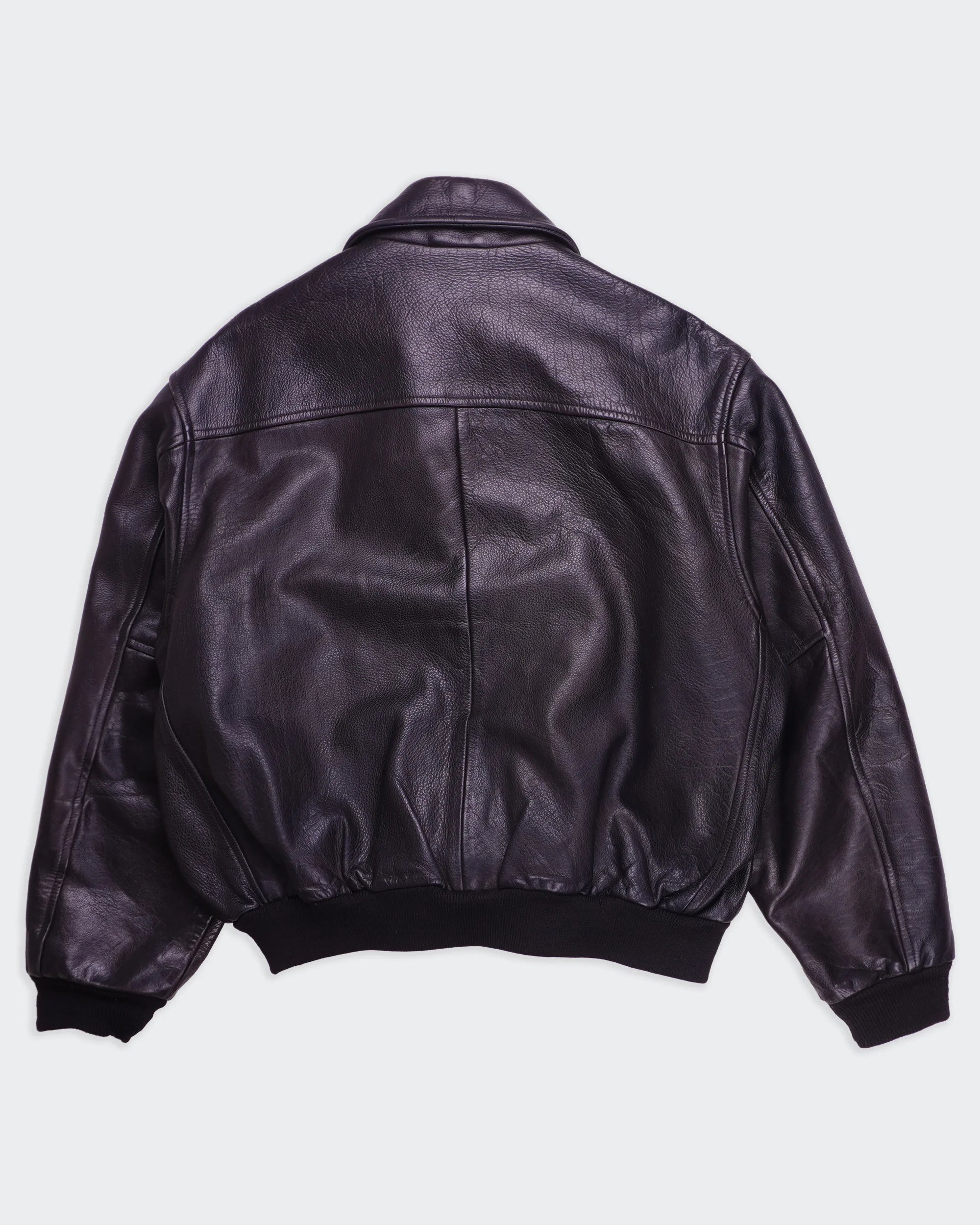 Redskins Black Leather Bomber Jacket - XL