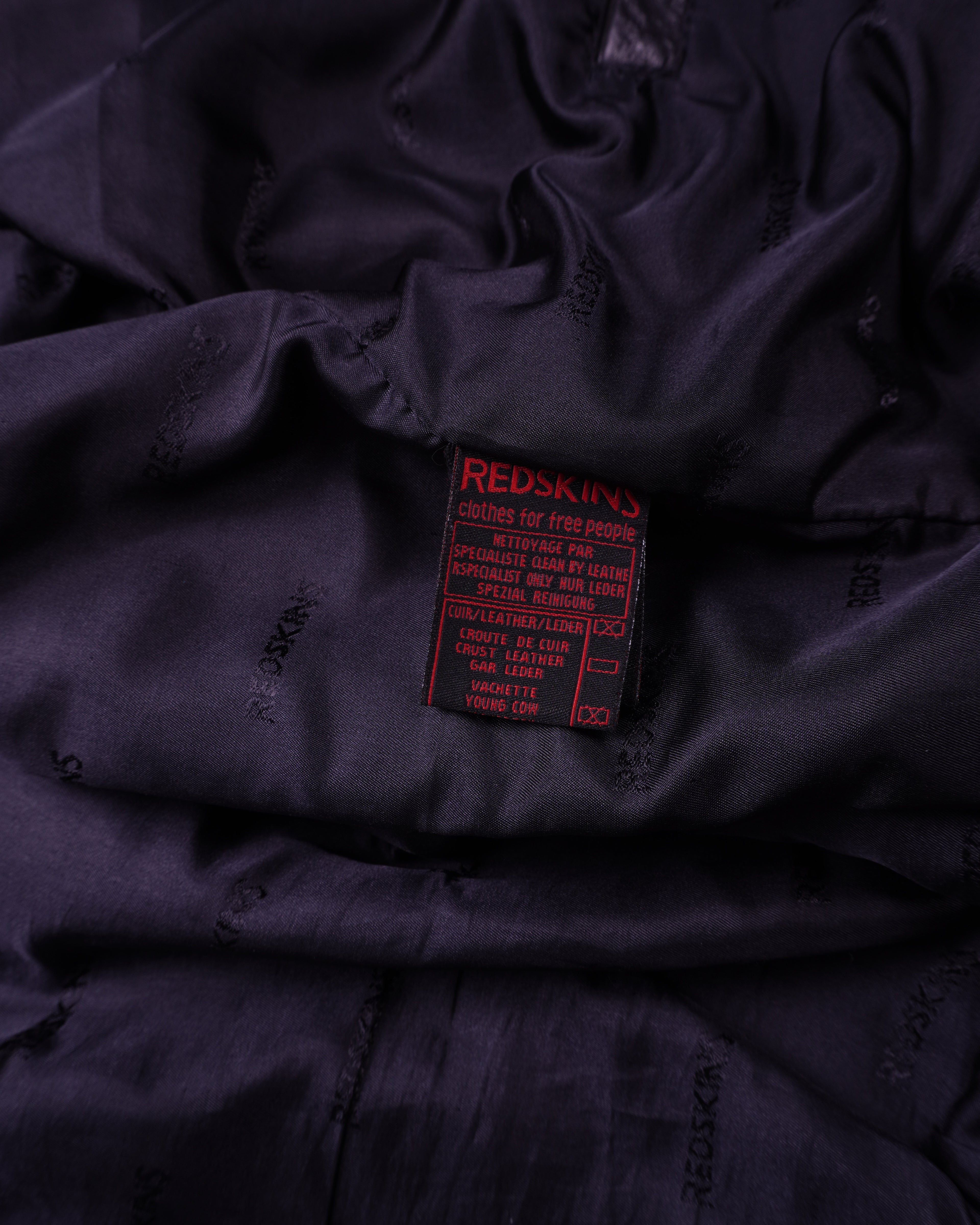 Redskins Black Leather Bomber Jacket - XL