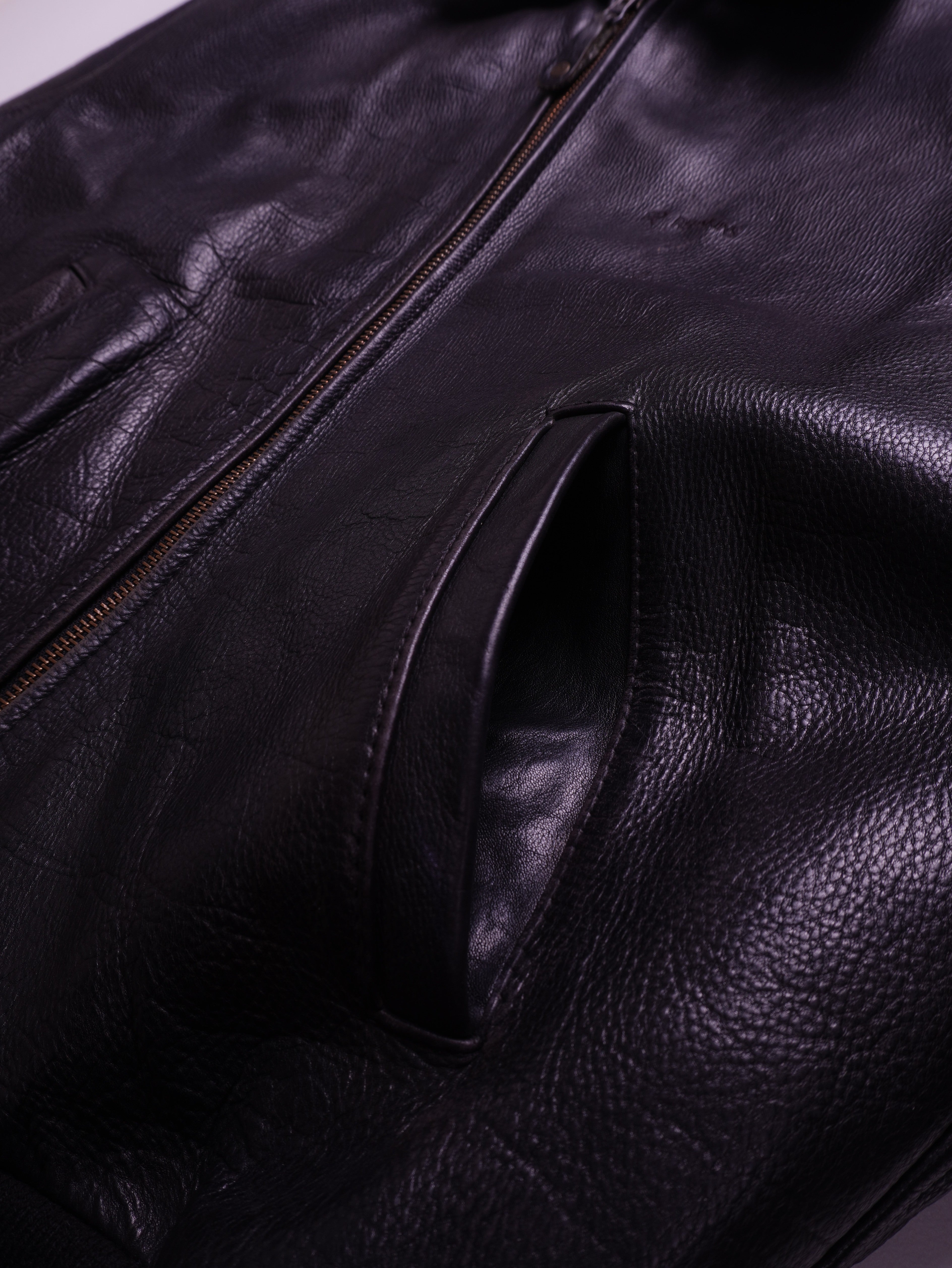 Redskins Black Leather Bomber Jacket - XL