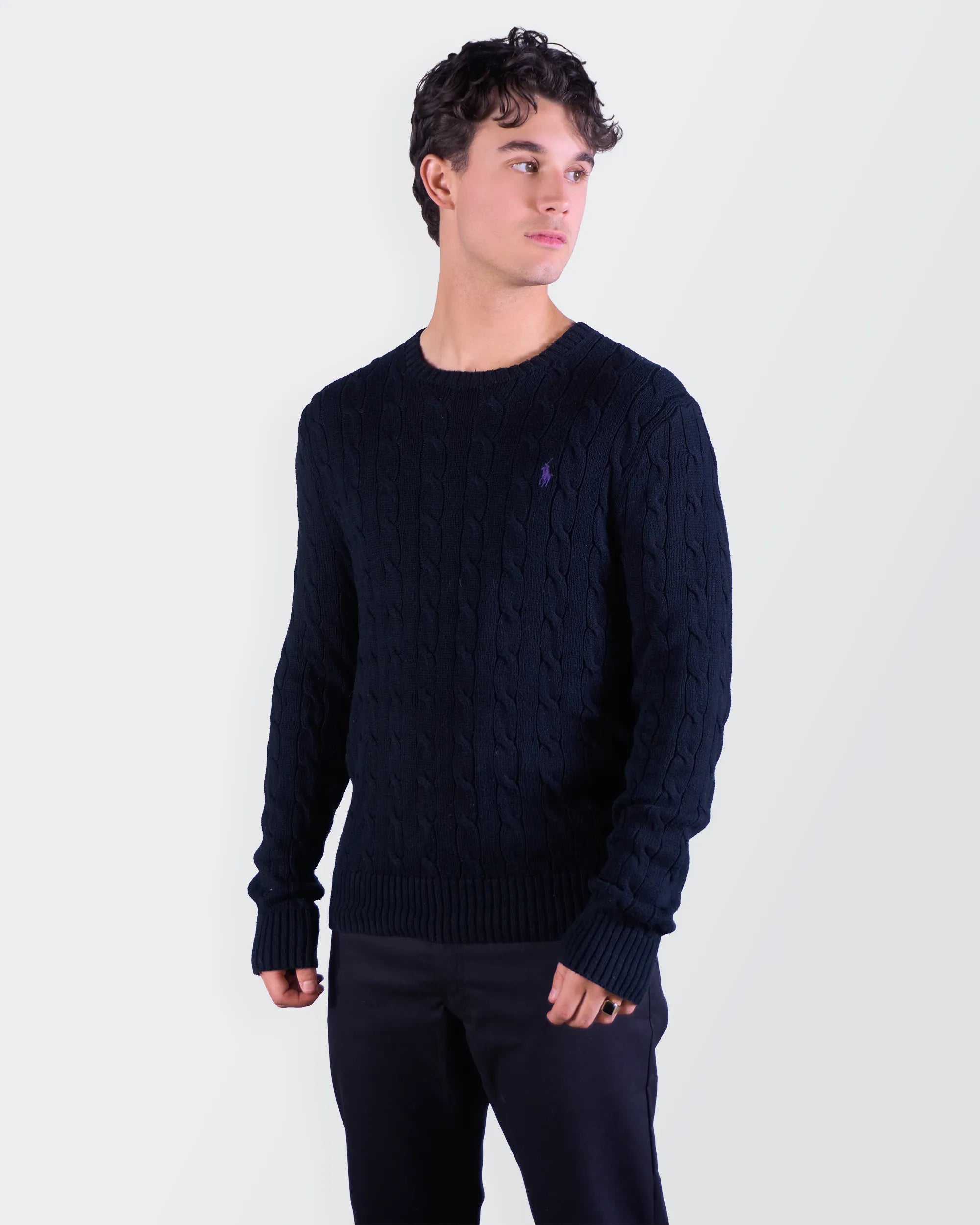 Ralph Lauren Navy  Cable-Knit jumper - L