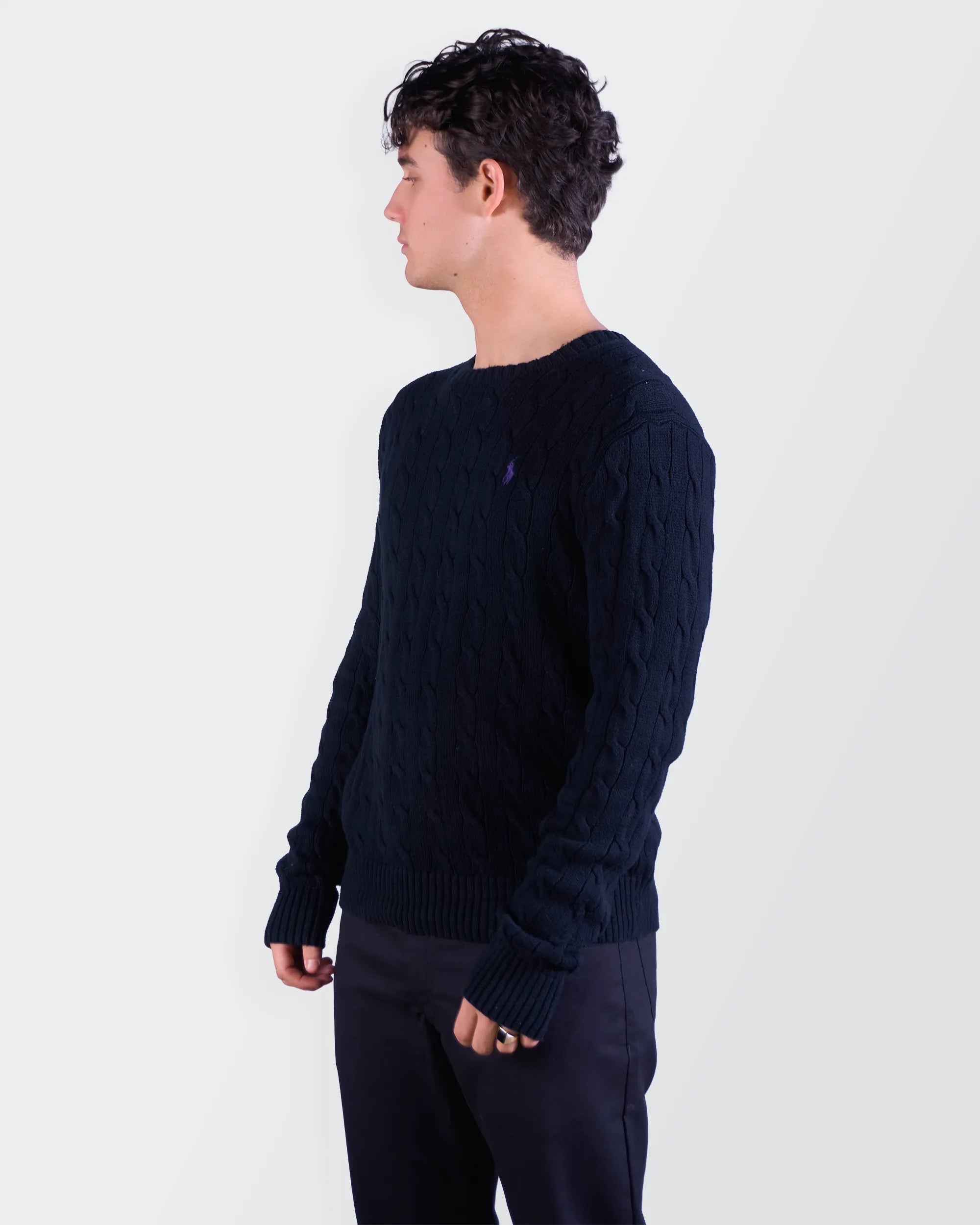 Ralph Lauren Navy  Cable-Knit jumper - L
