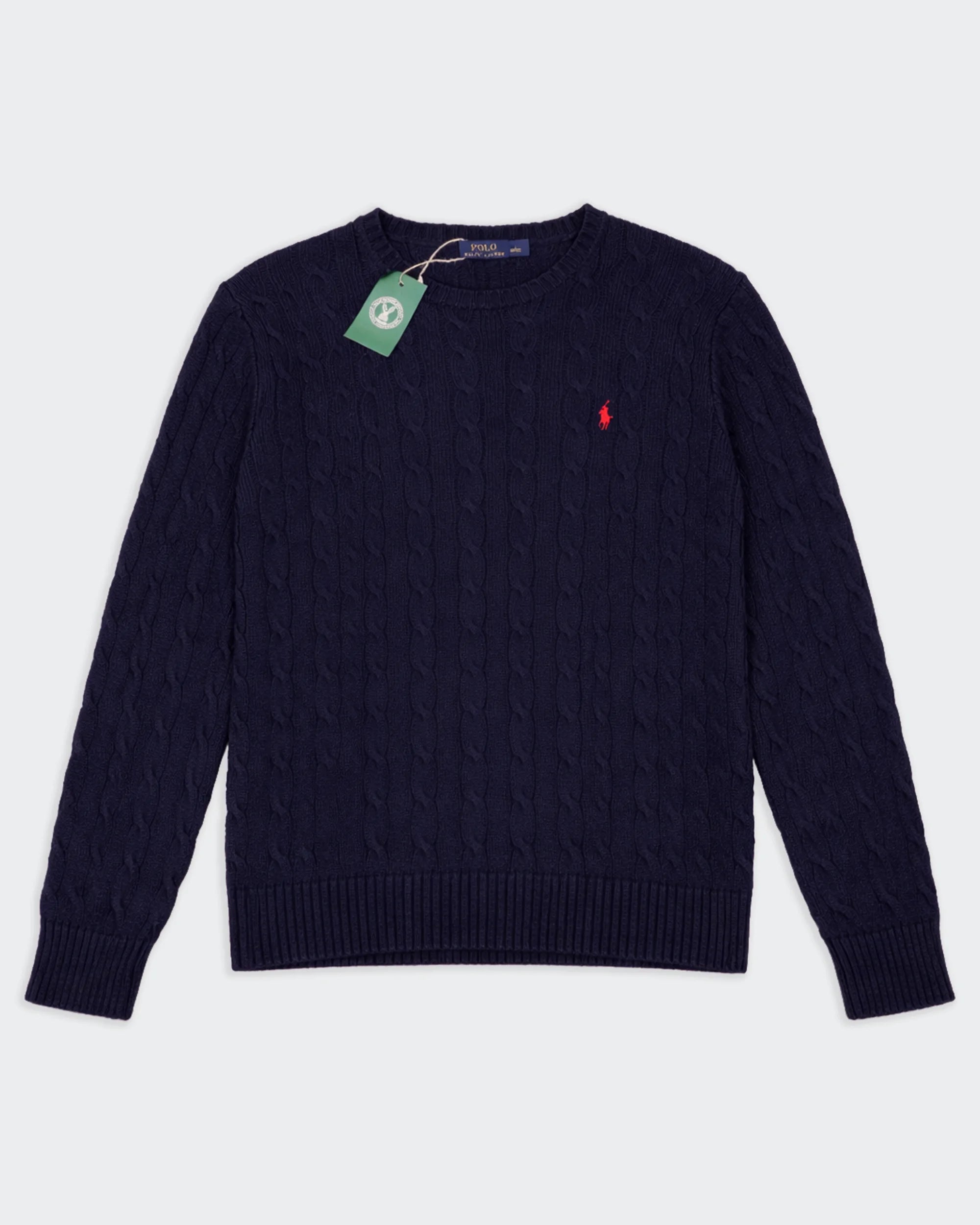 Ralph Lauren Navy Cable-Knit jumper - L