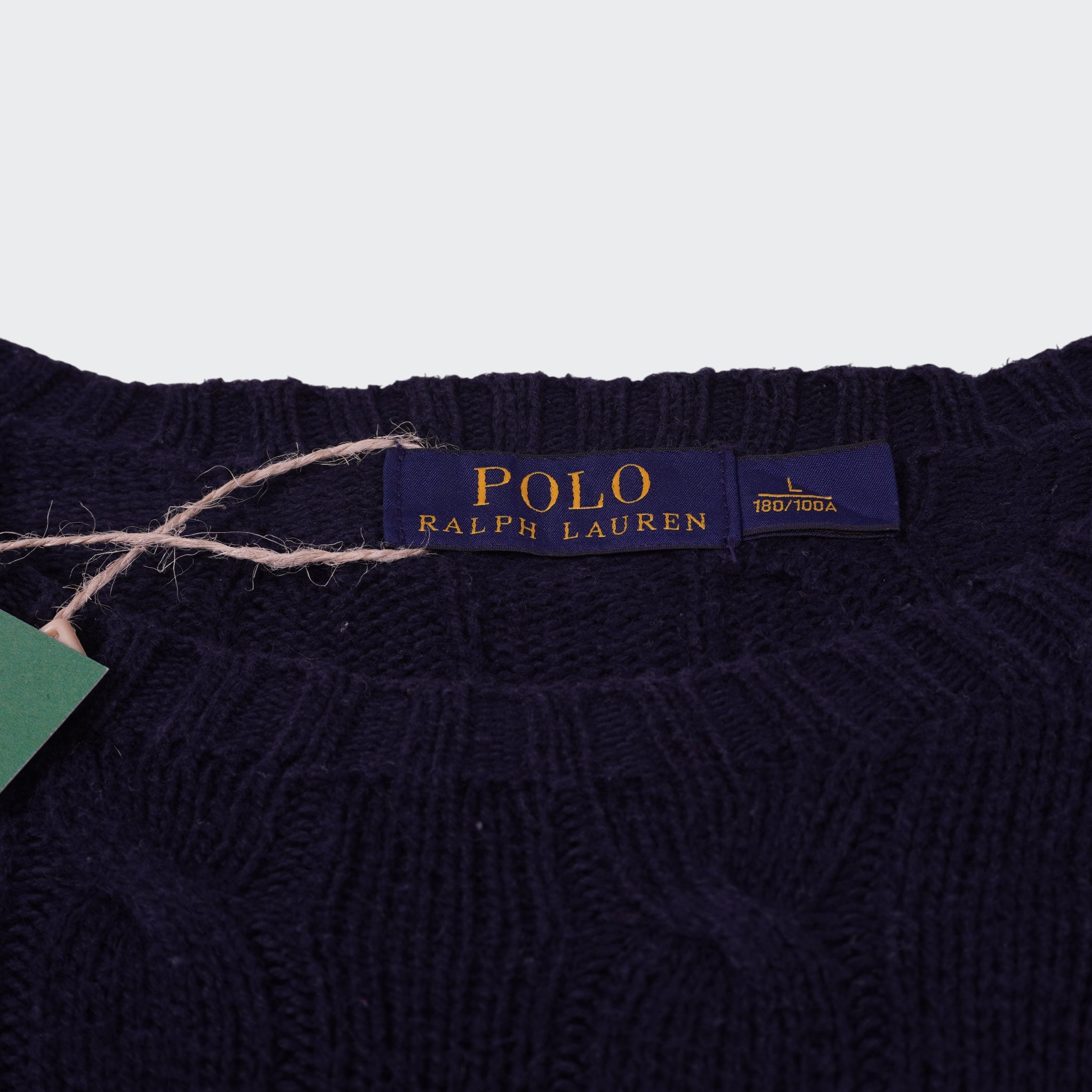 Ralph Lauren Navy Cable-Knit jumper - L