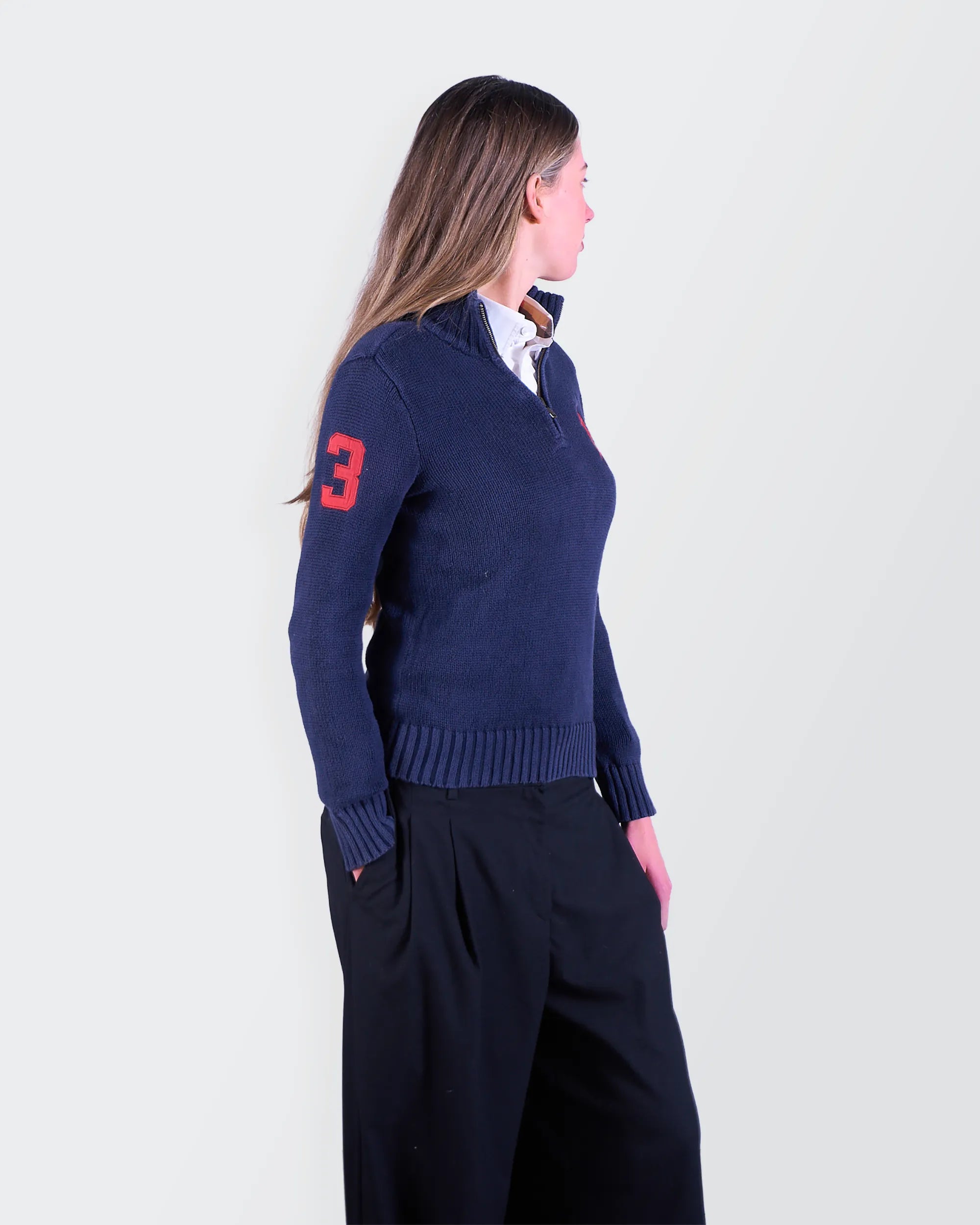 Ralph Lauren Navy Quarter-zip Sweater - S