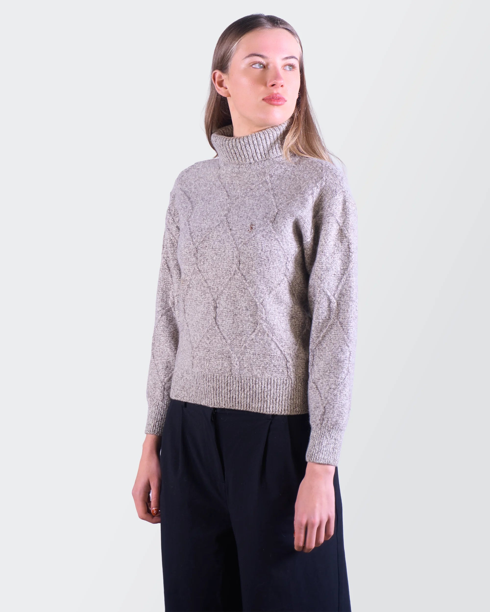 Yve Saint Laurent Grey Wool Turtleneck Sweater - XS