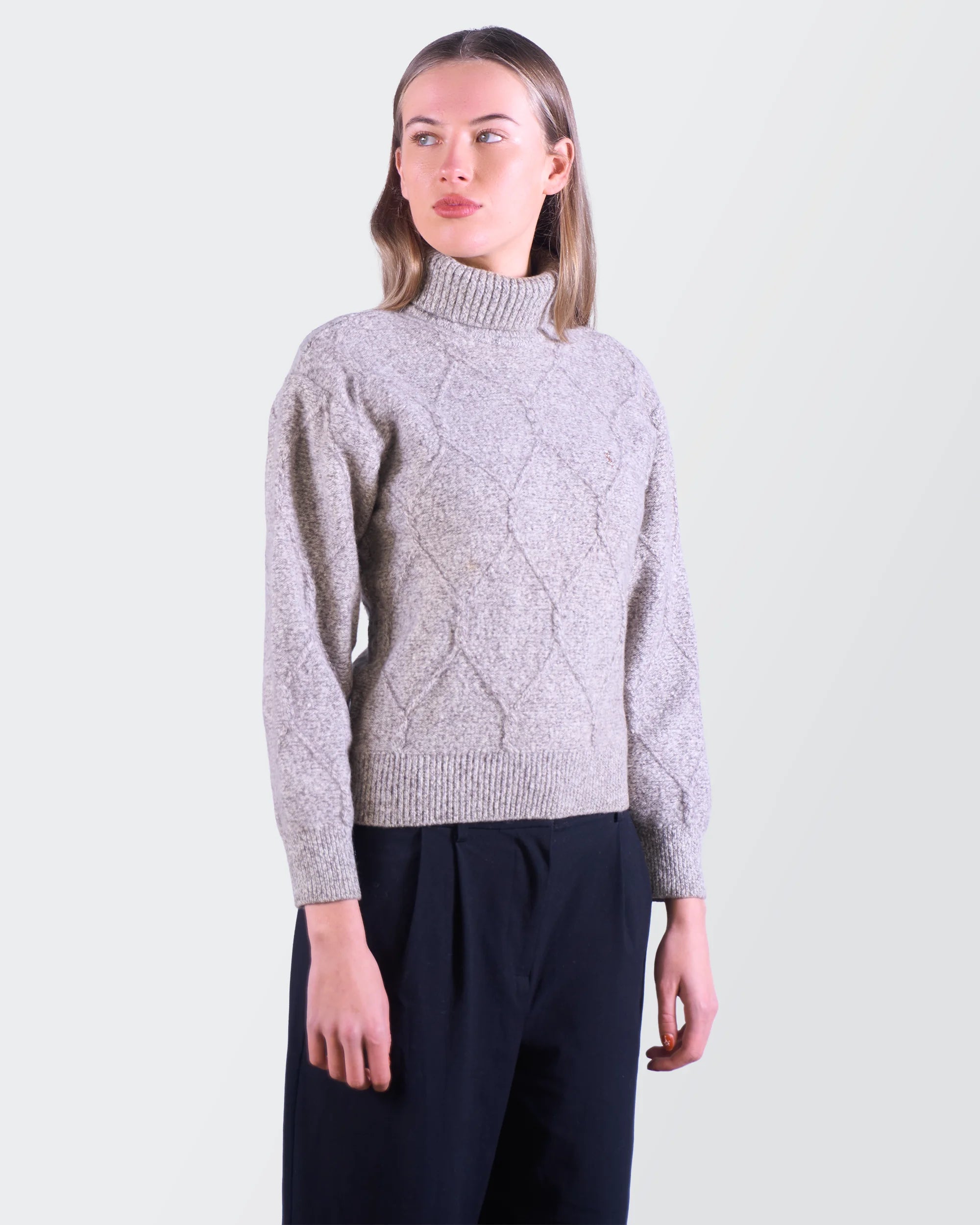 Yve Saint Laurent Grey Wool Turtleneck Sweater - XS