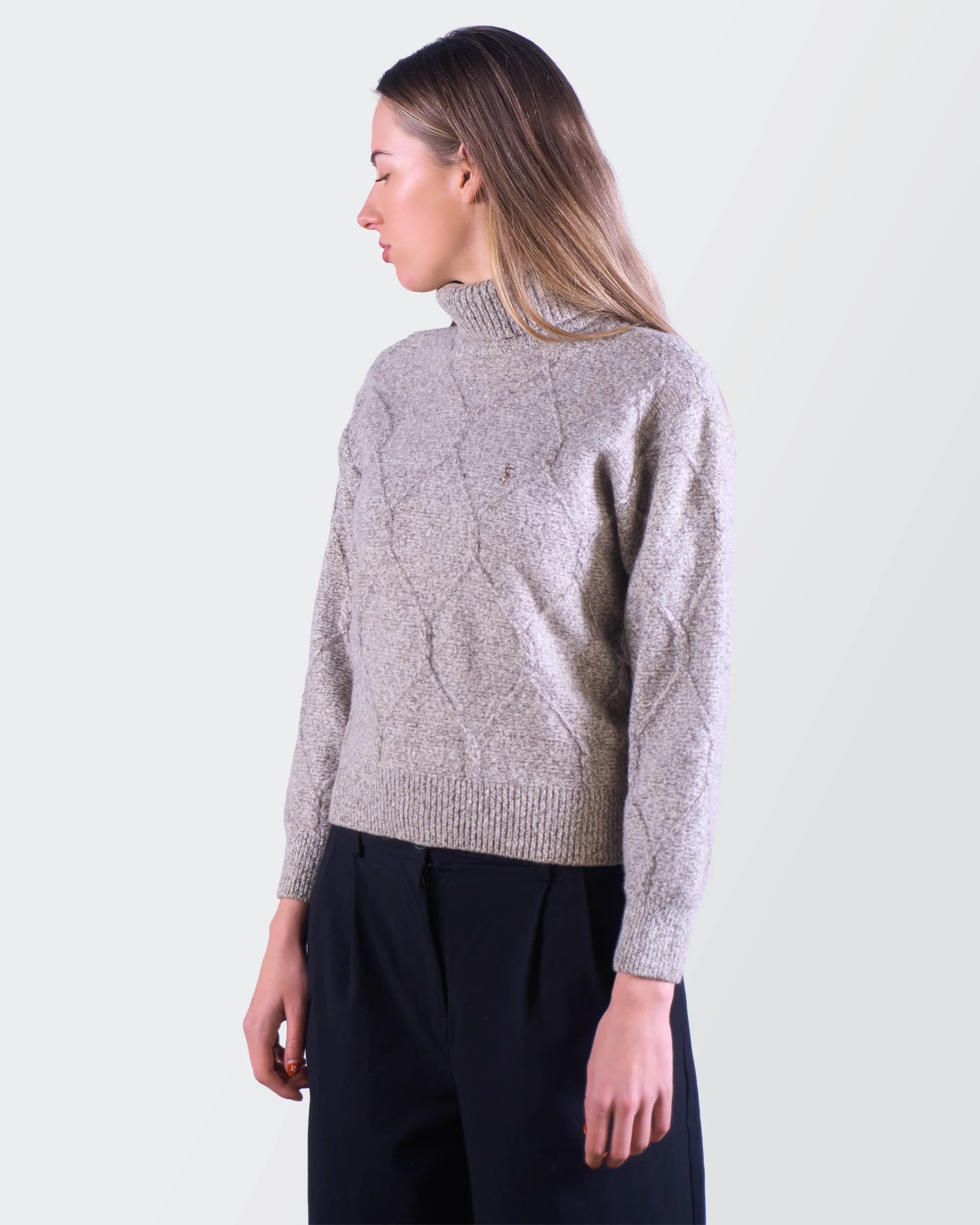 Yve Saint Laurent Grey Wool Turtleneck Sweater - XS