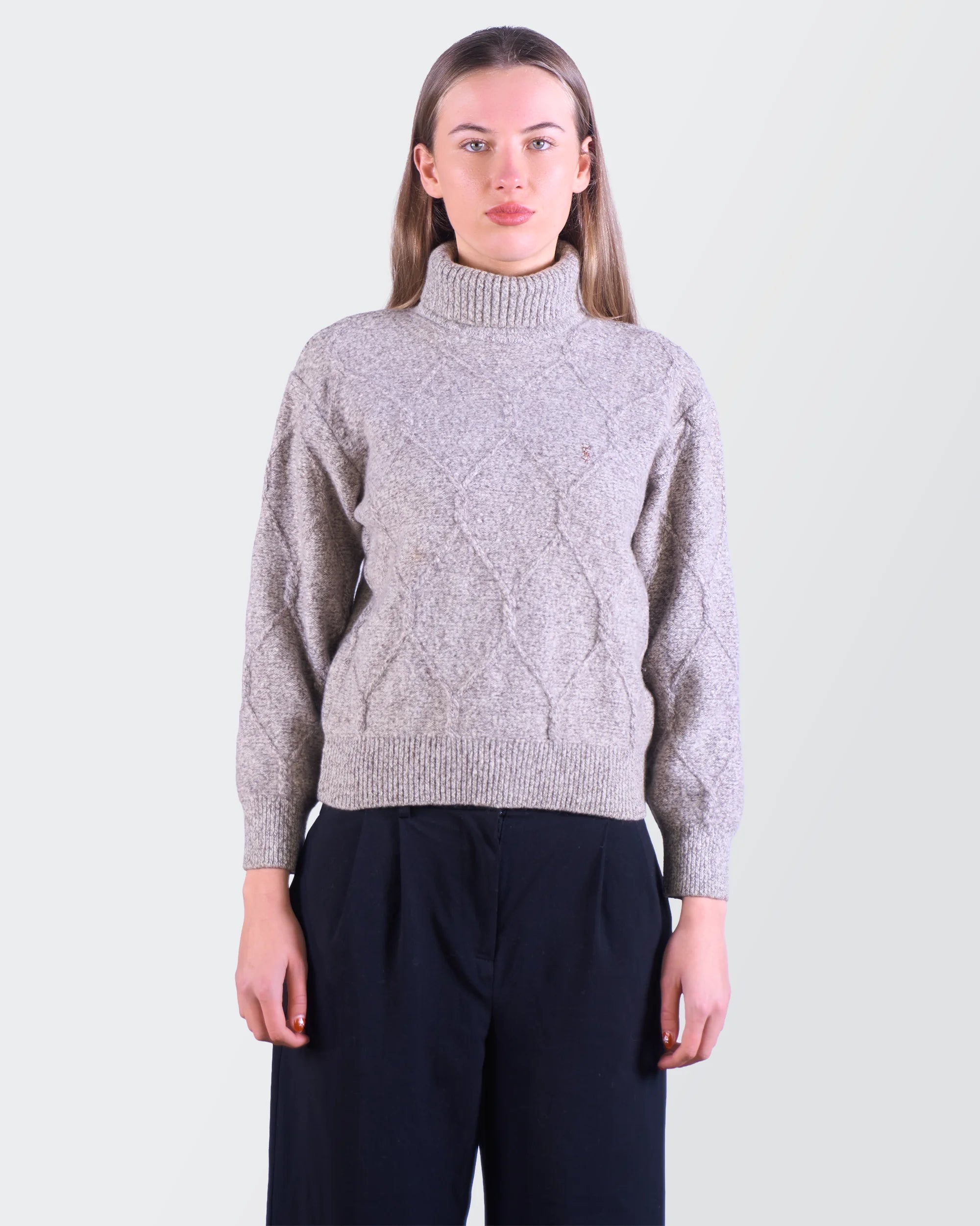 Yve Saint Laurent Grey Wool Turtleneck Sweater - XS