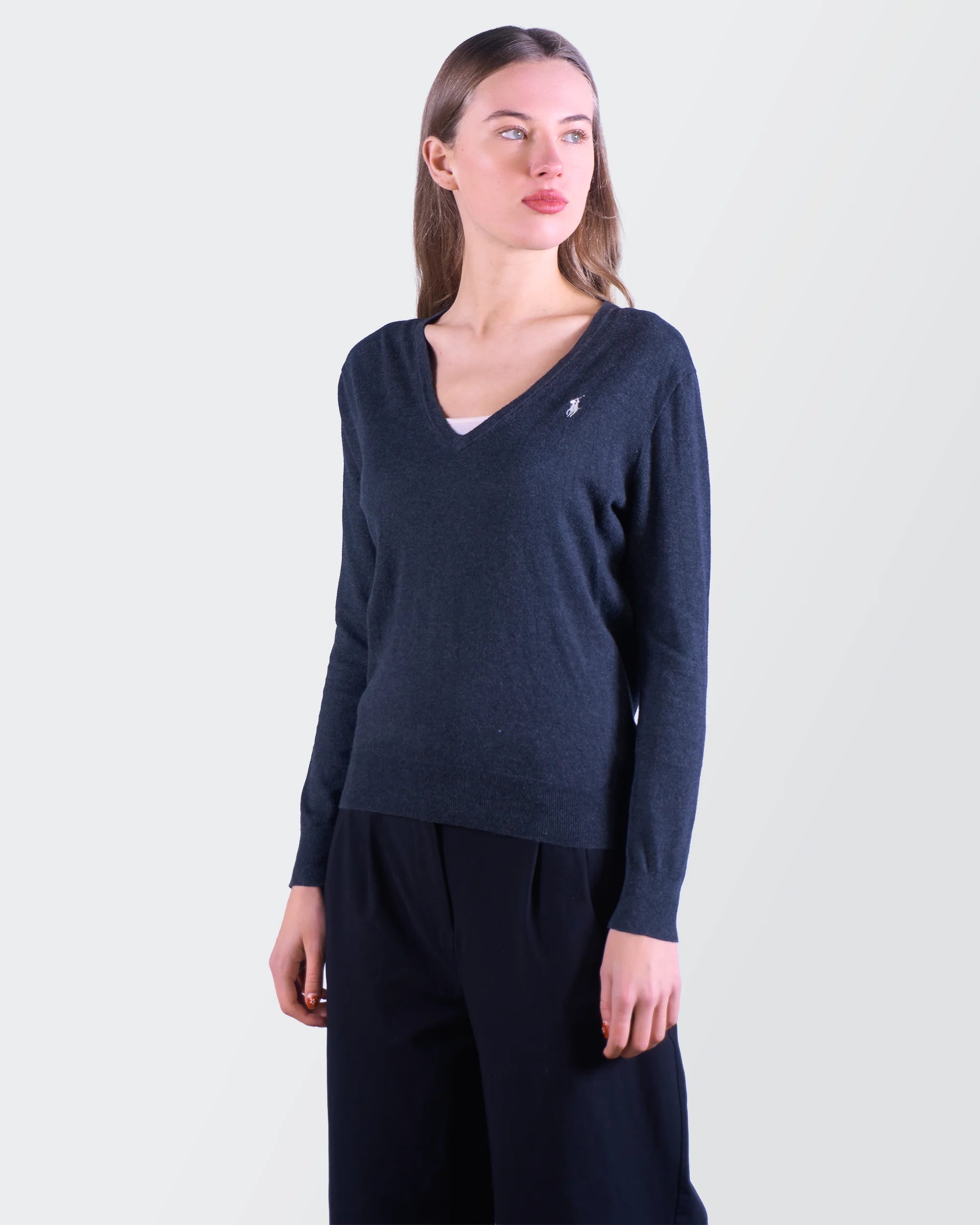 Ralph Lauren Navy  V-neck Sweater - S