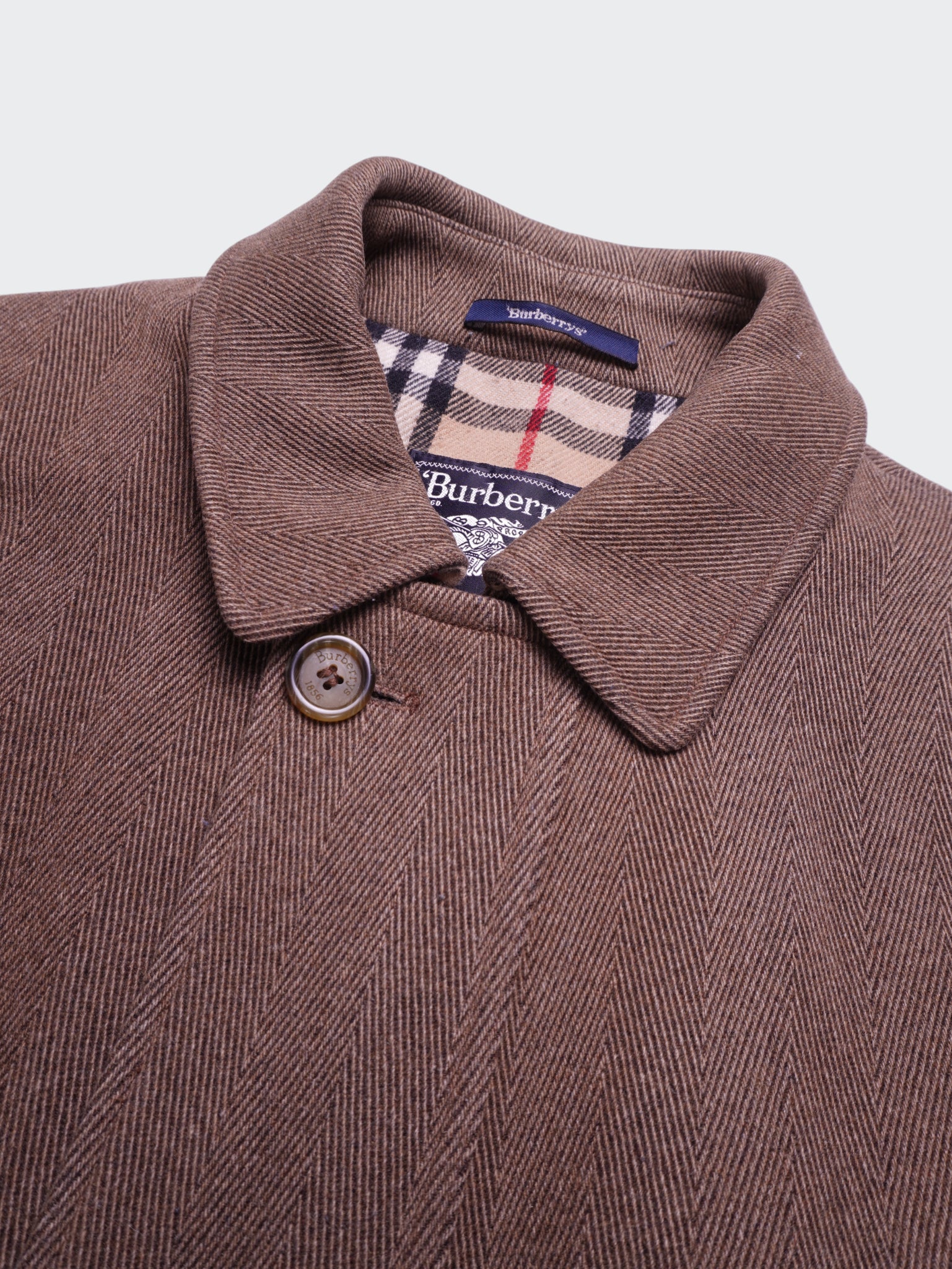 Burberry 1990's Brown Wool Car Coat - XL