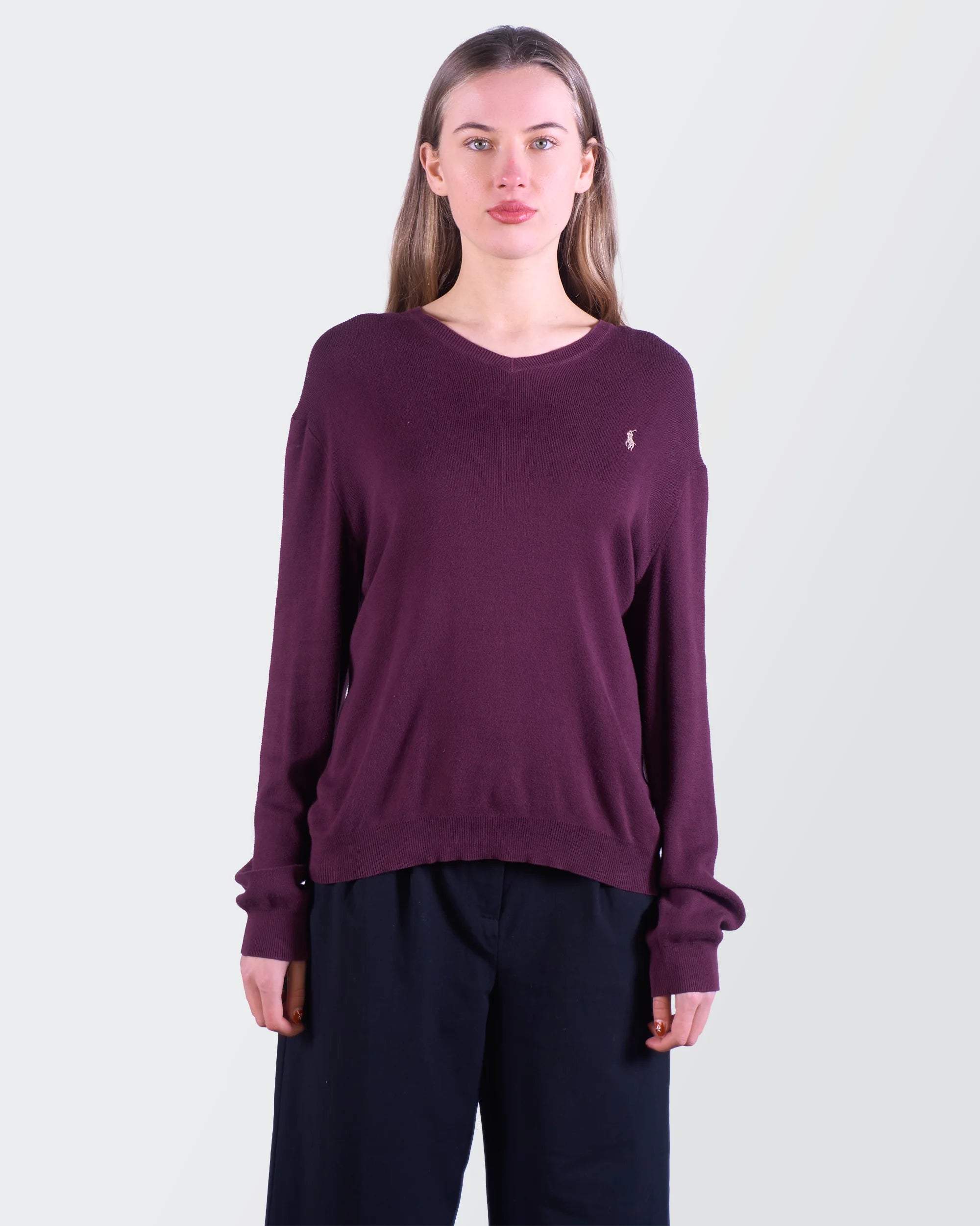 Ralph Lauren Purple  V-neck Sweater - L