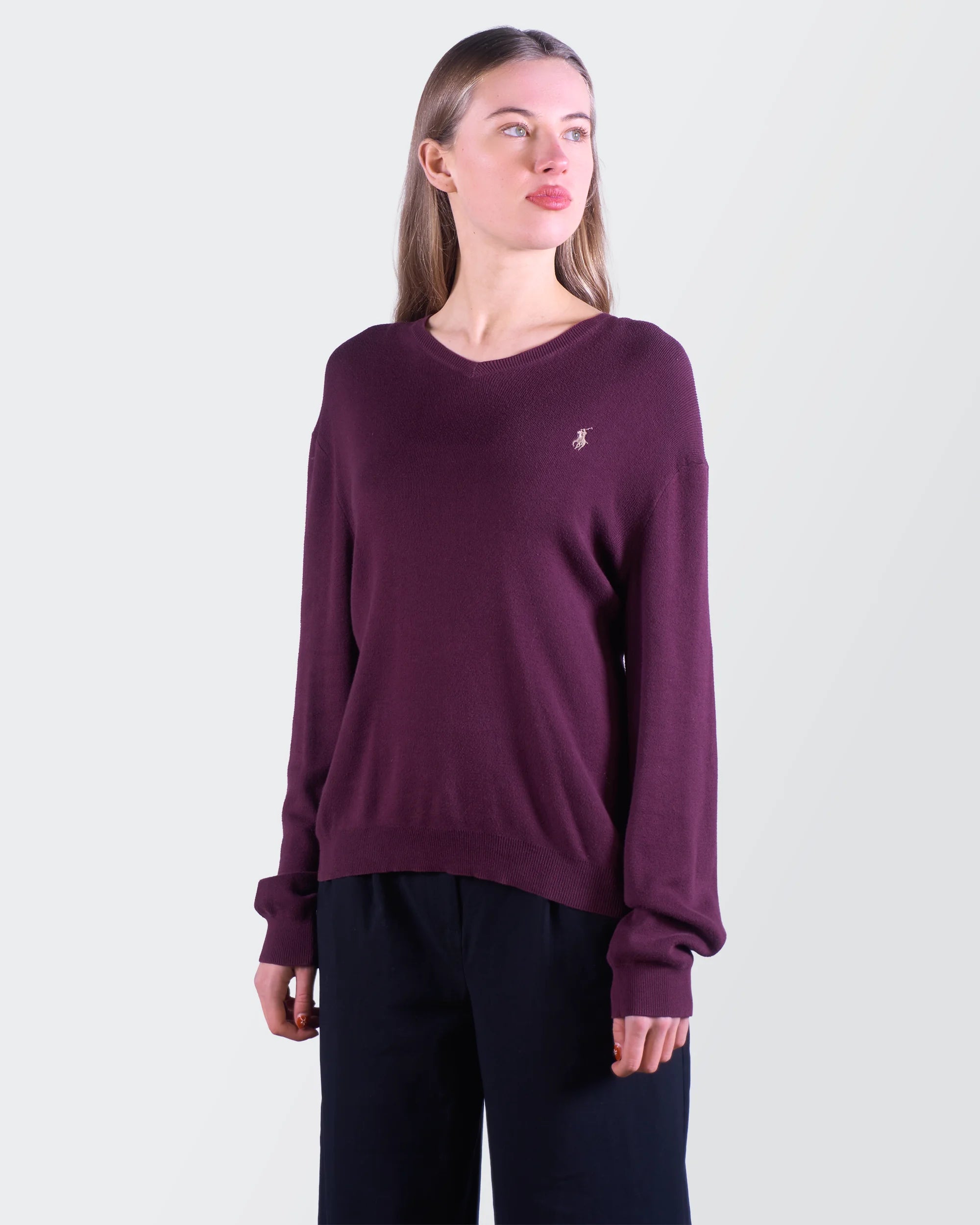 Ralph Lauren Purple  V-neck Sweater - L