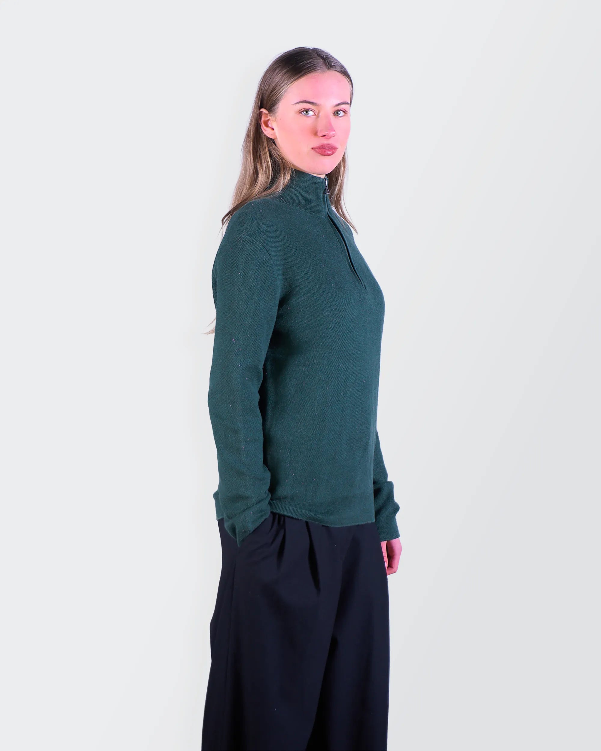 Ralph Lauren Green Quarter-zip Sweater - M