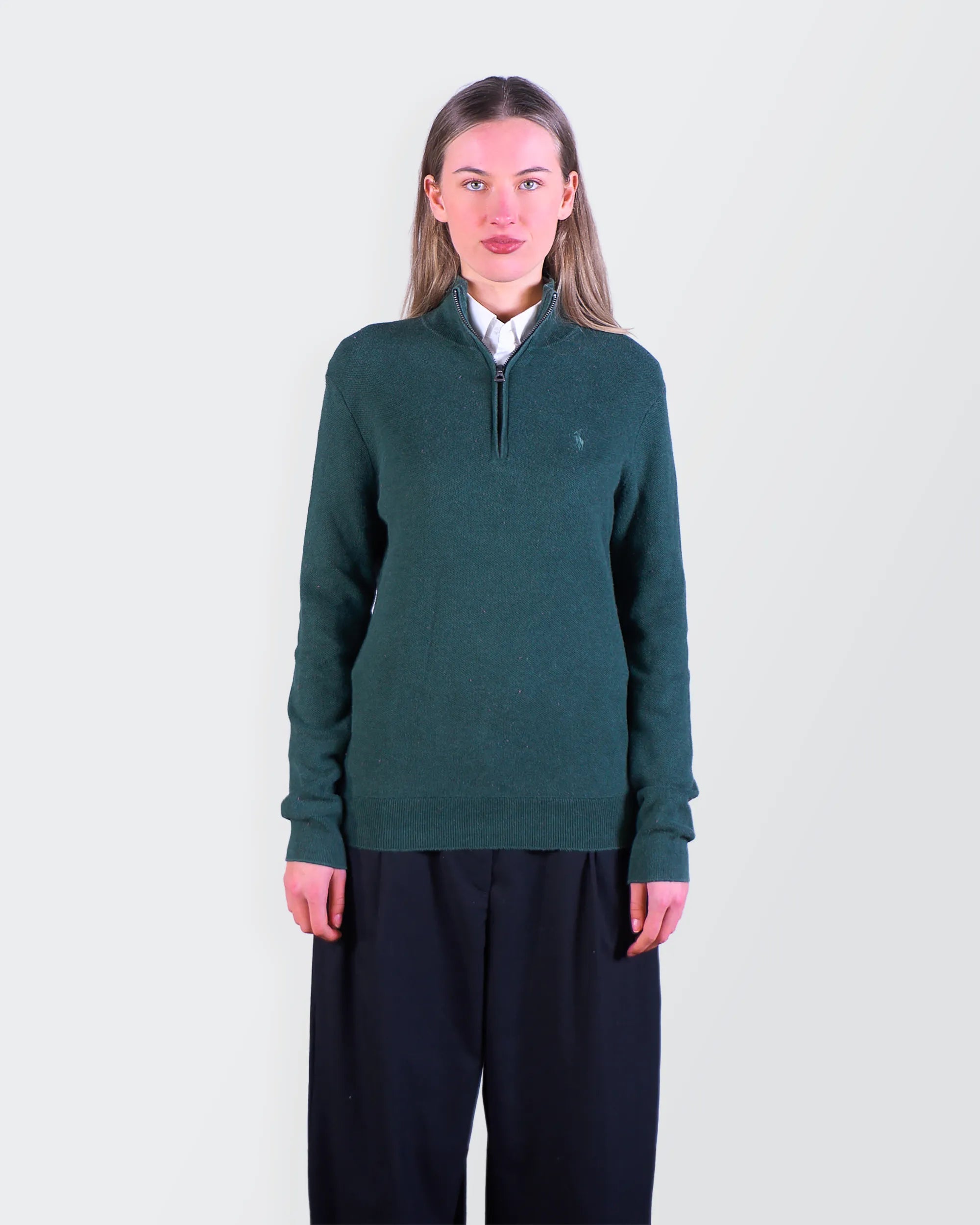 Ralph Lauren Green Quarter-zip Sweater - M