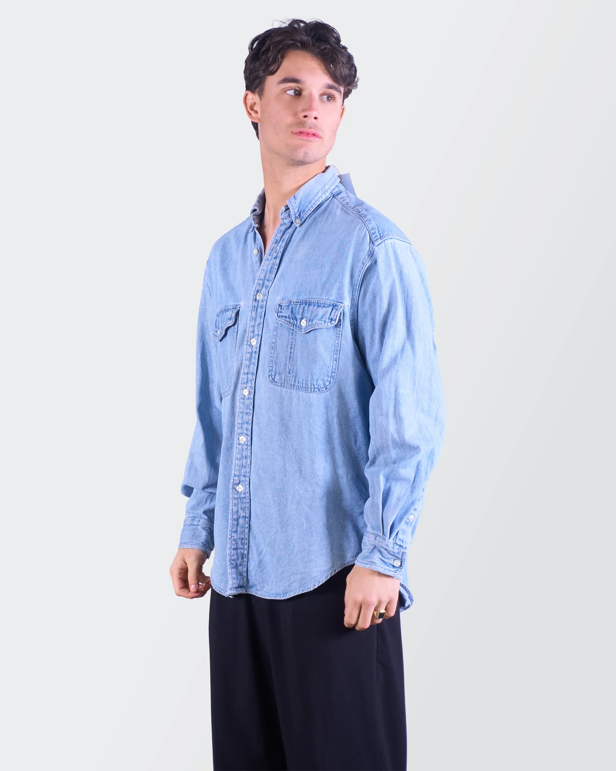 GAP Blue Denim Button-Down Shirt - M