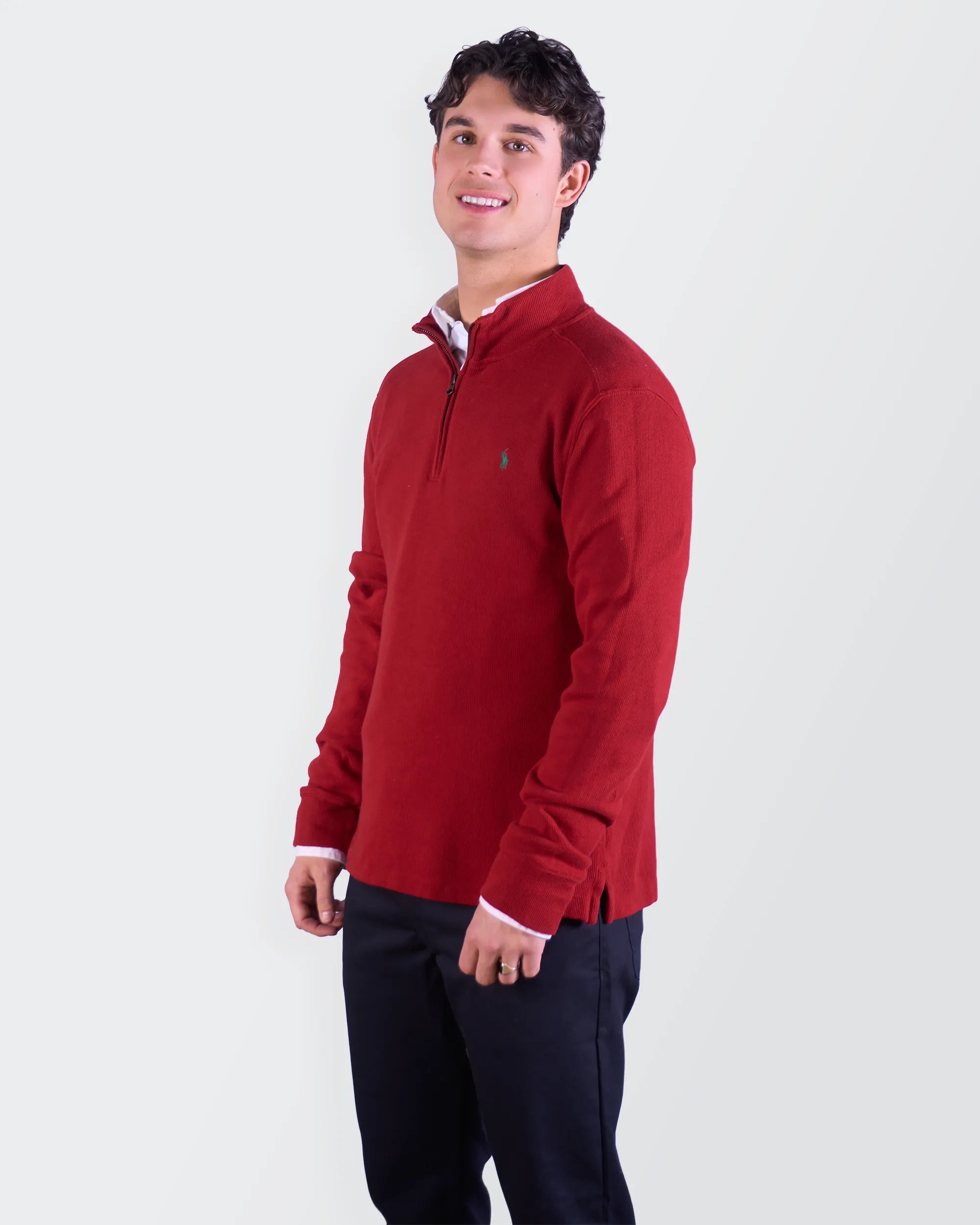 Ralph Lauren Red  Quarter-zip Sweater - M