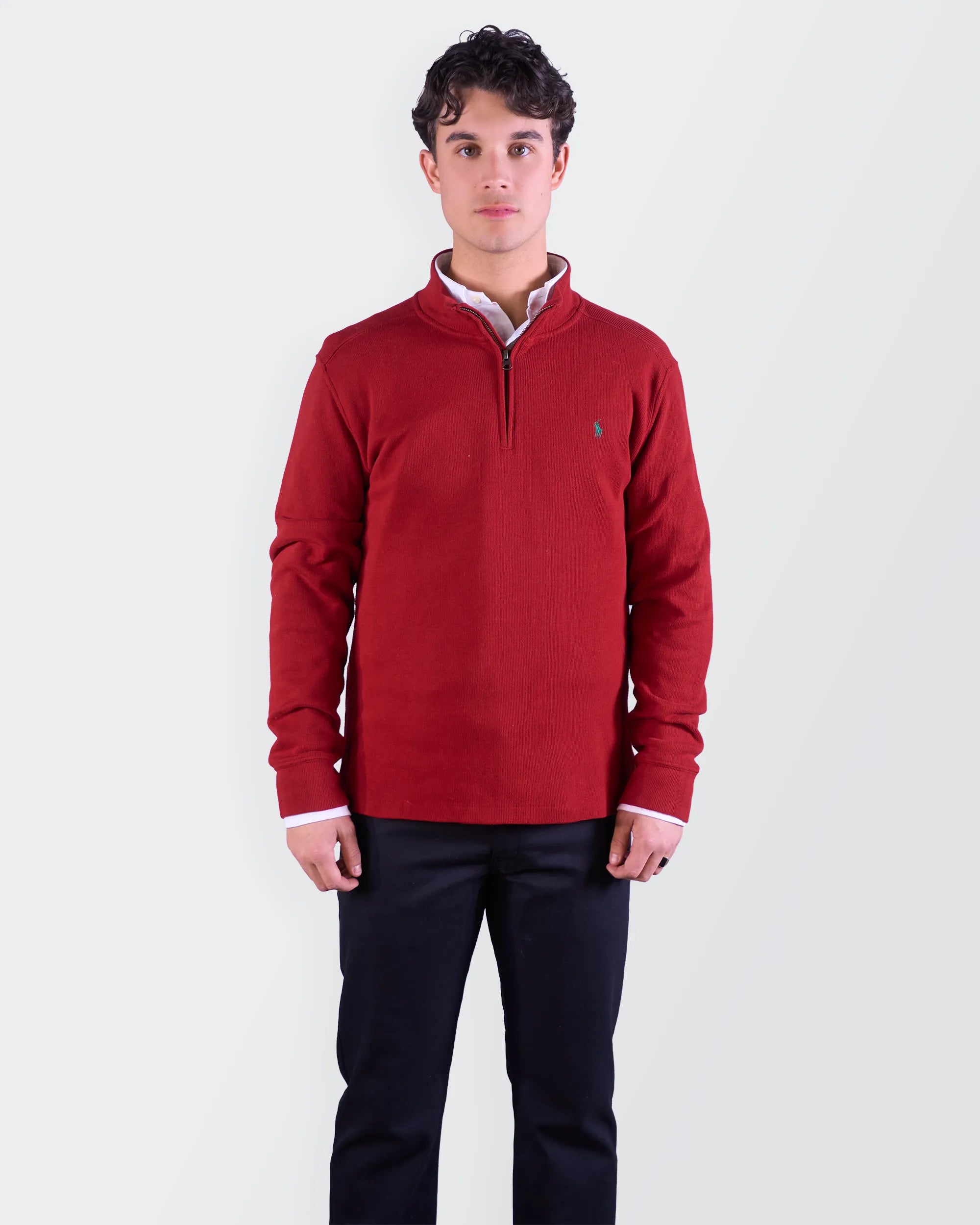 Ralph Lauren Red  Quarter-zip Sweater - M