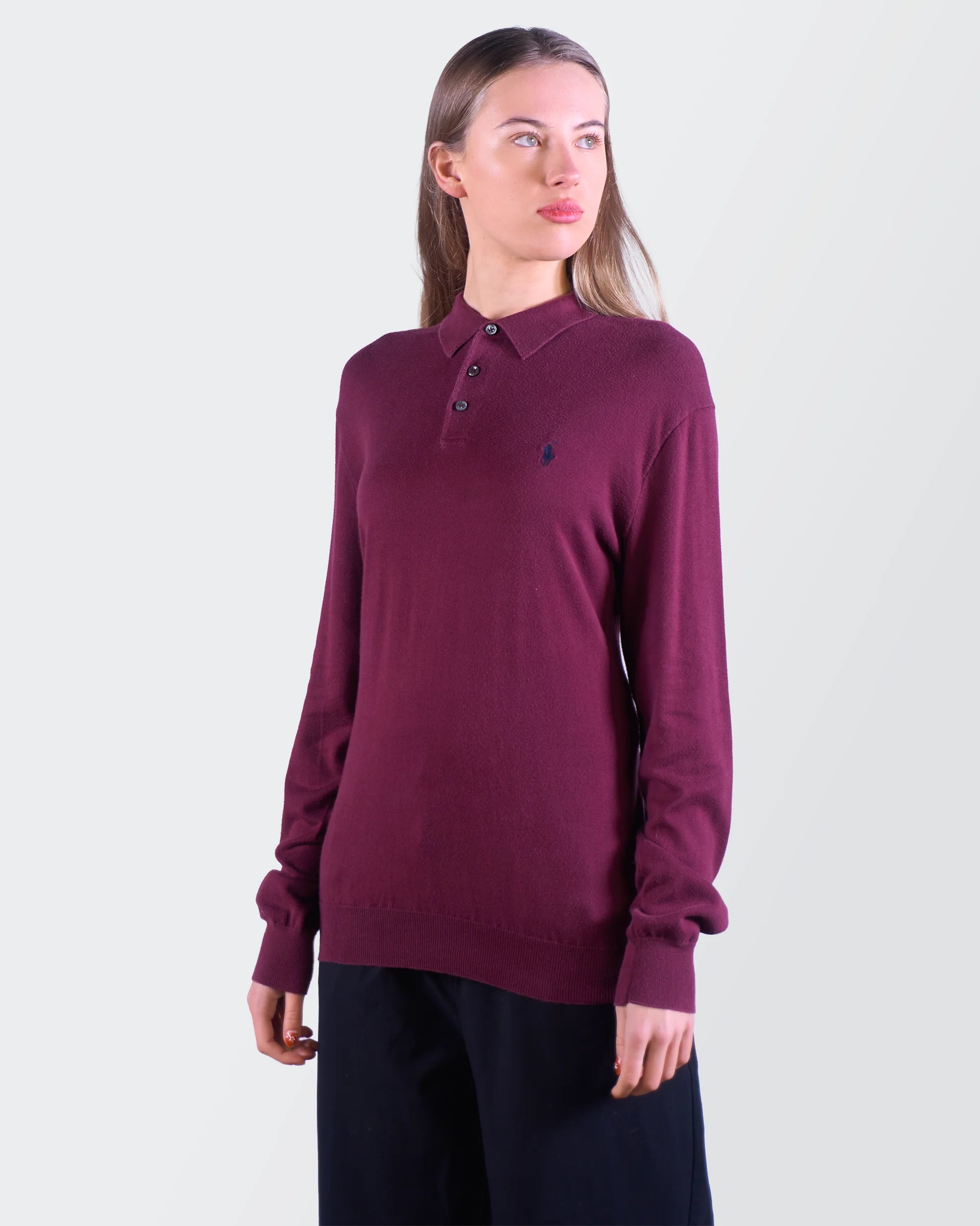Ralph Lauren Purple  Long Sleeve Polo Shirt - L