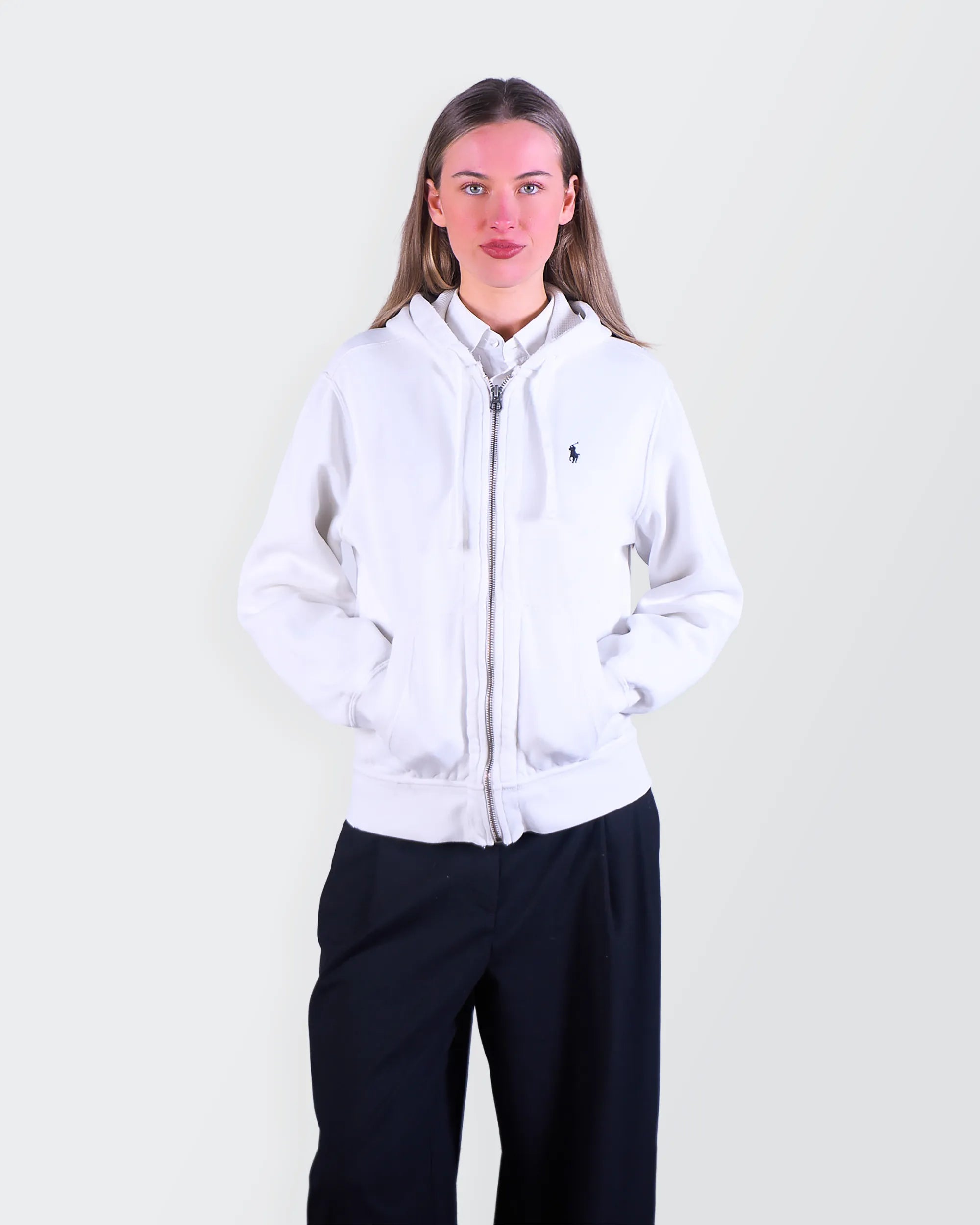 Ralph Lauren White Full-Zip Hoodie - M
