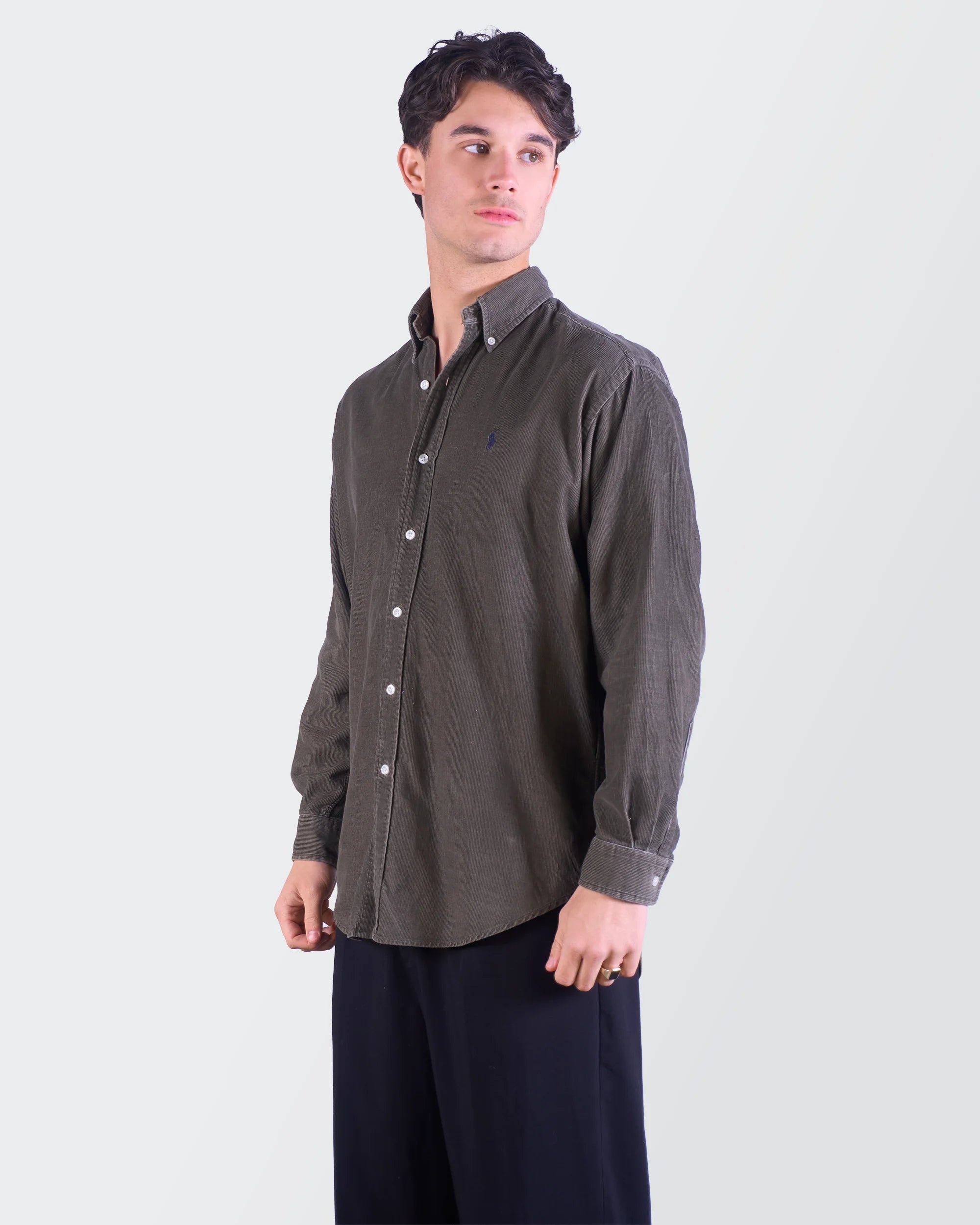 Ralph Lauren Brown Corduroy Button-Down Shirt - M