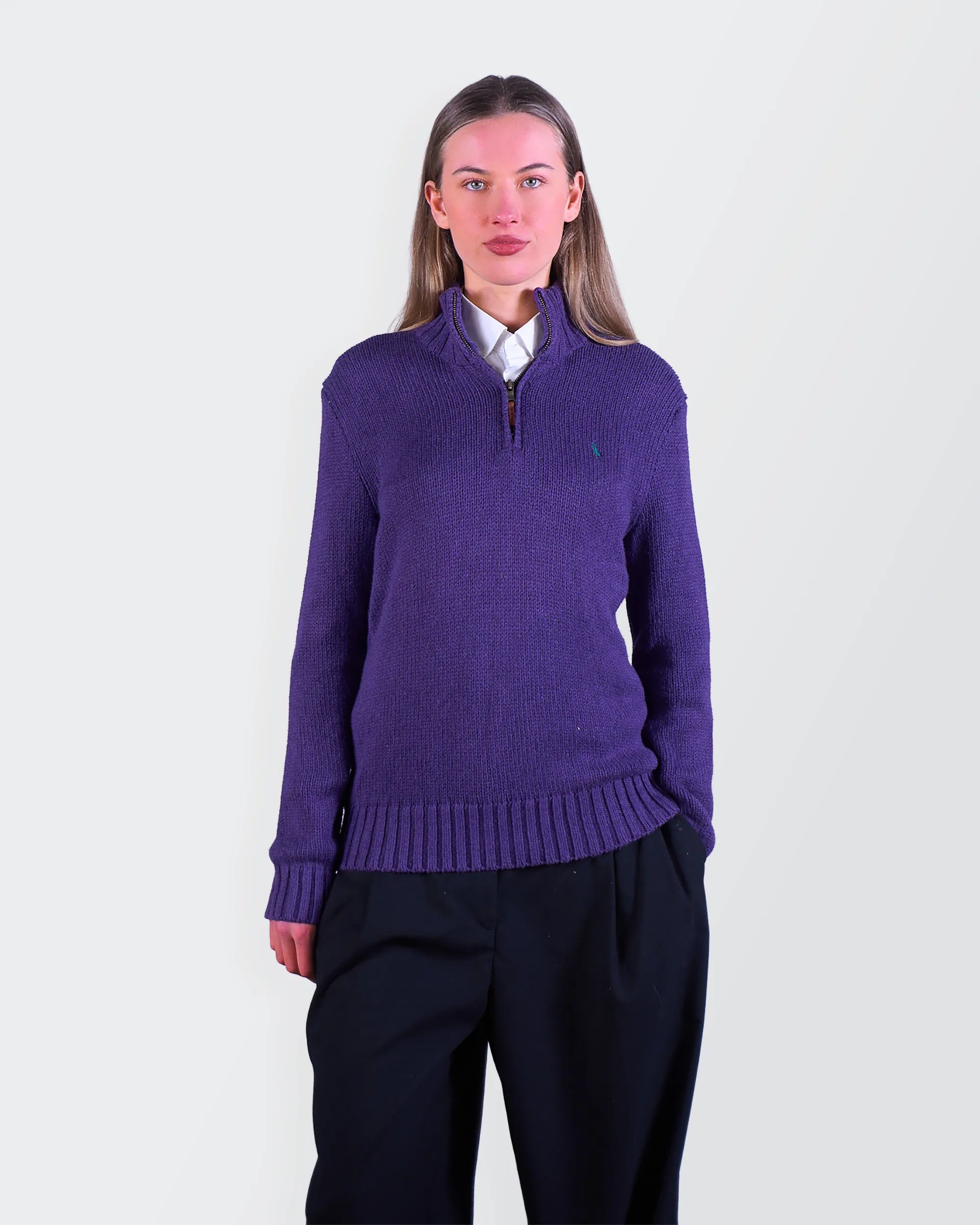 Ralph Lauren Purple Quarter-zip Sweater - S