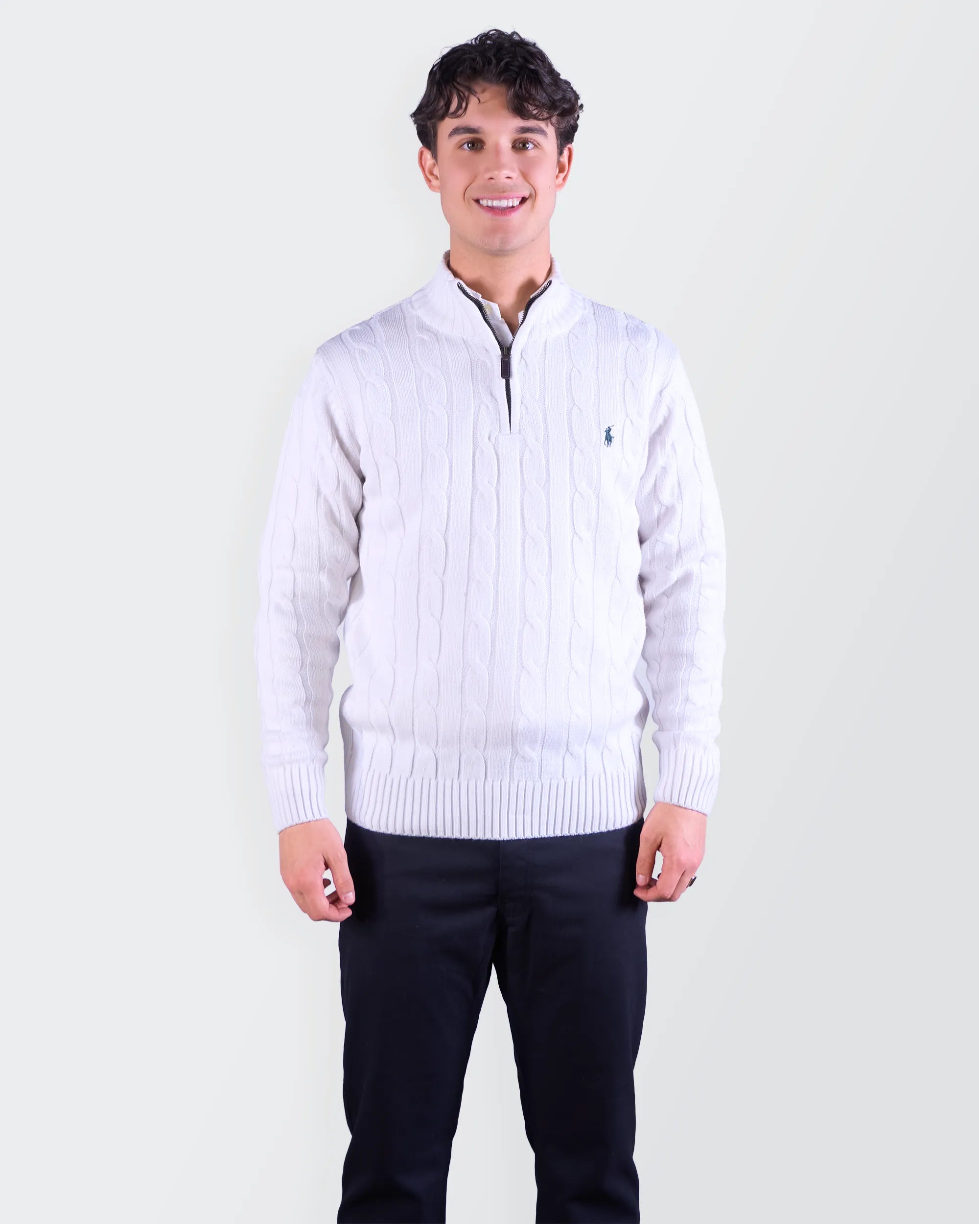 Ralph Lauren White  Quarter-zip Sweater - M