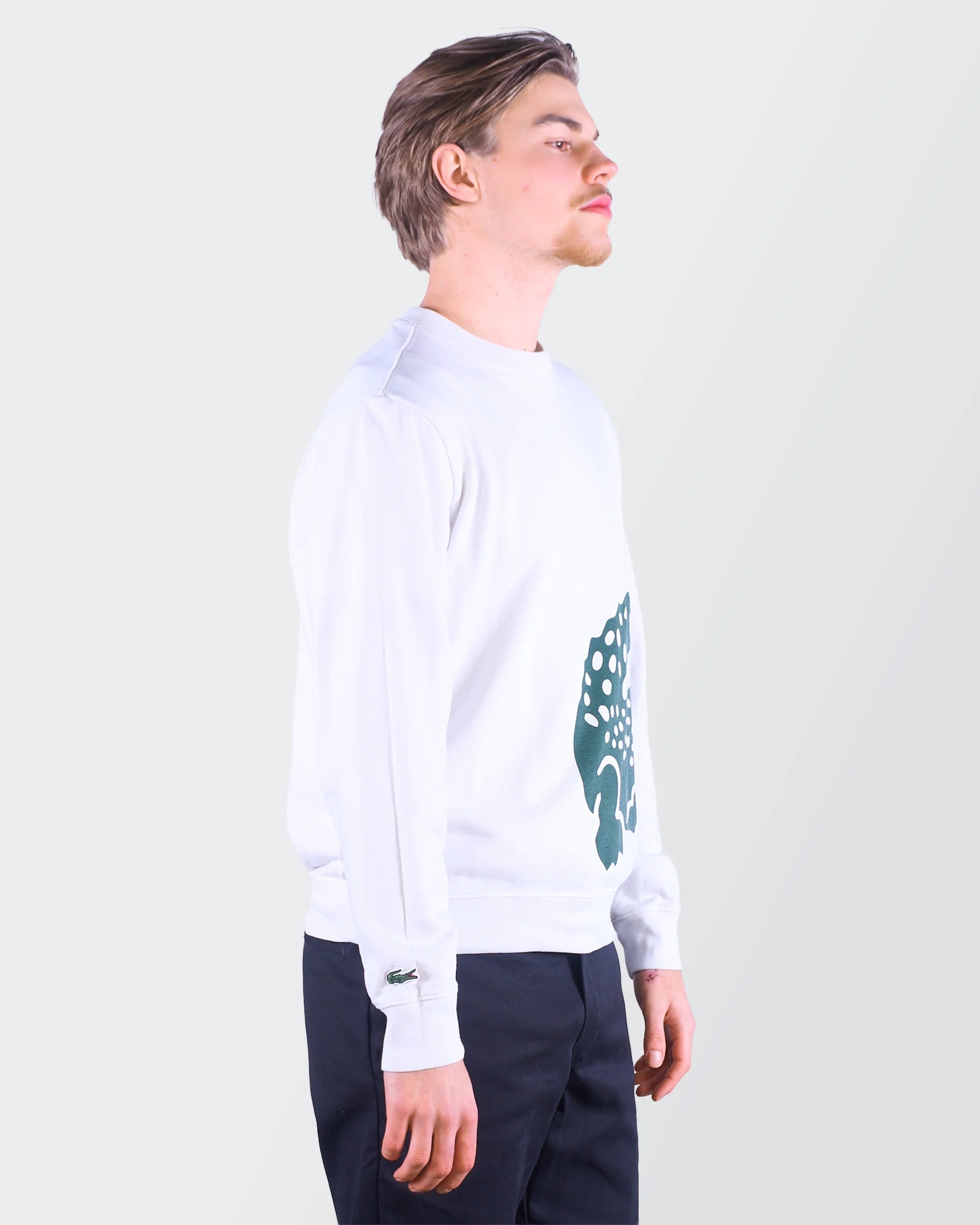 Lacoste White  Crewneck Sweater - M