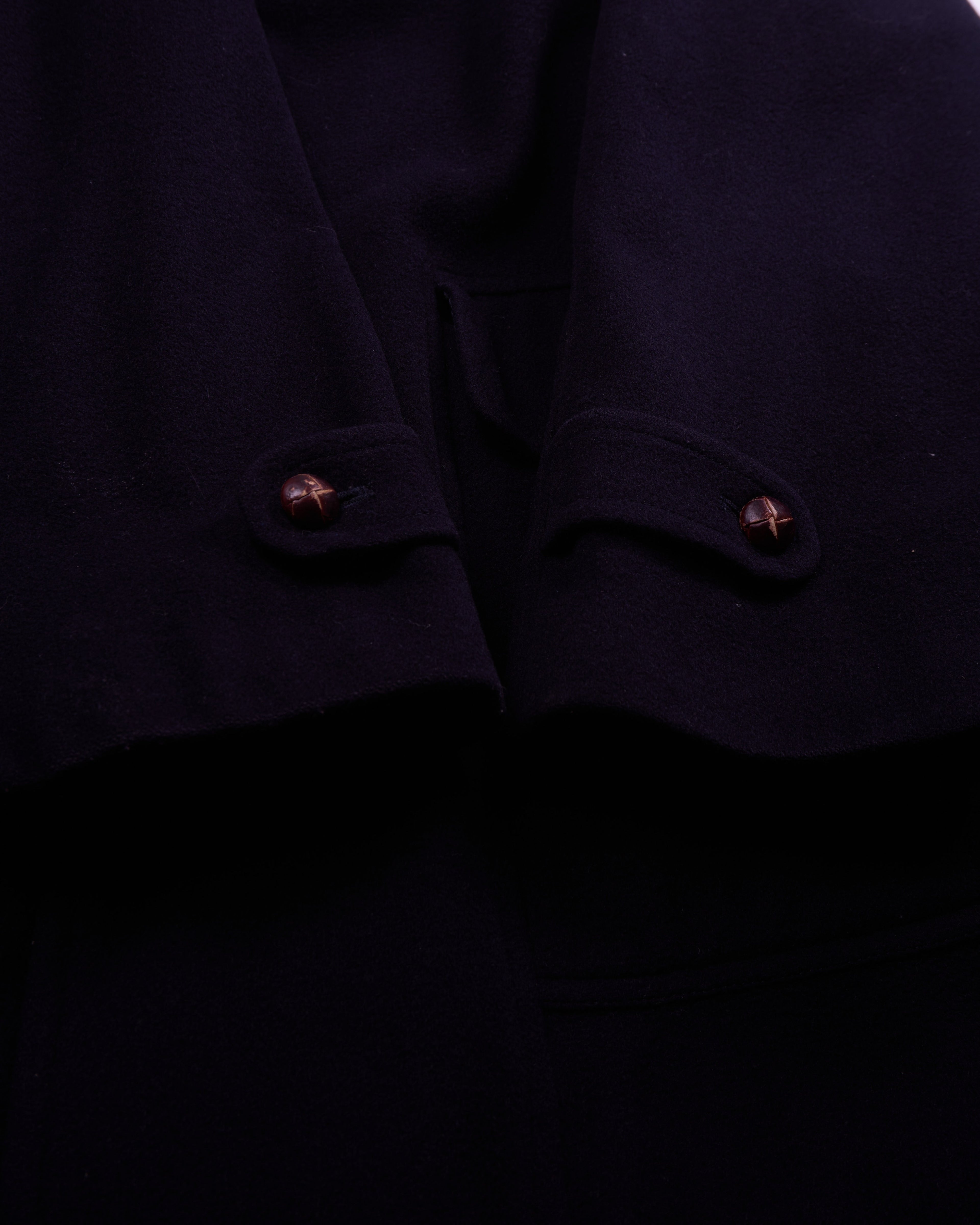 Burberry 1990's Navy Wool Car Coat - L