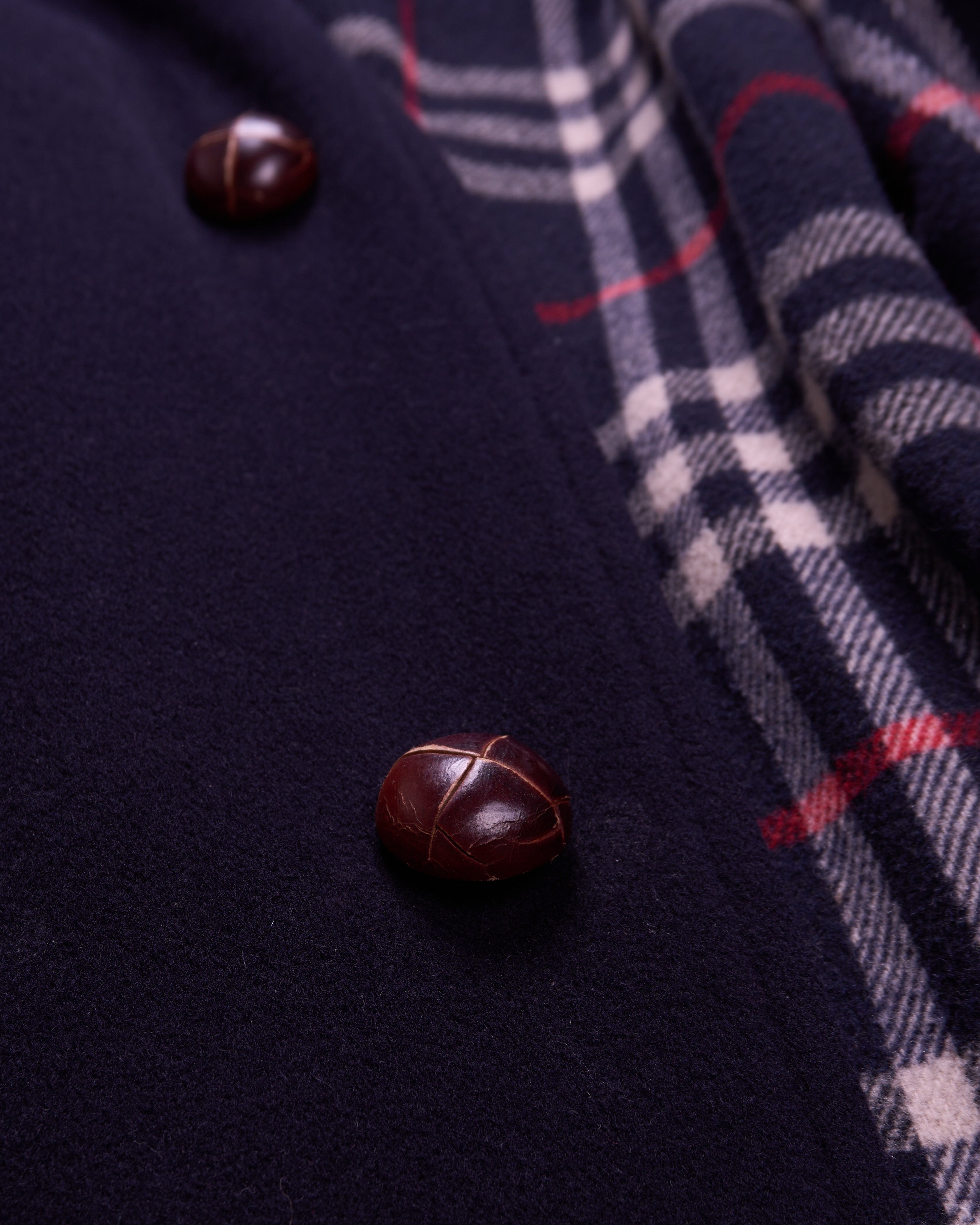 Burberry 1990's Navy Wool Car Coat - L