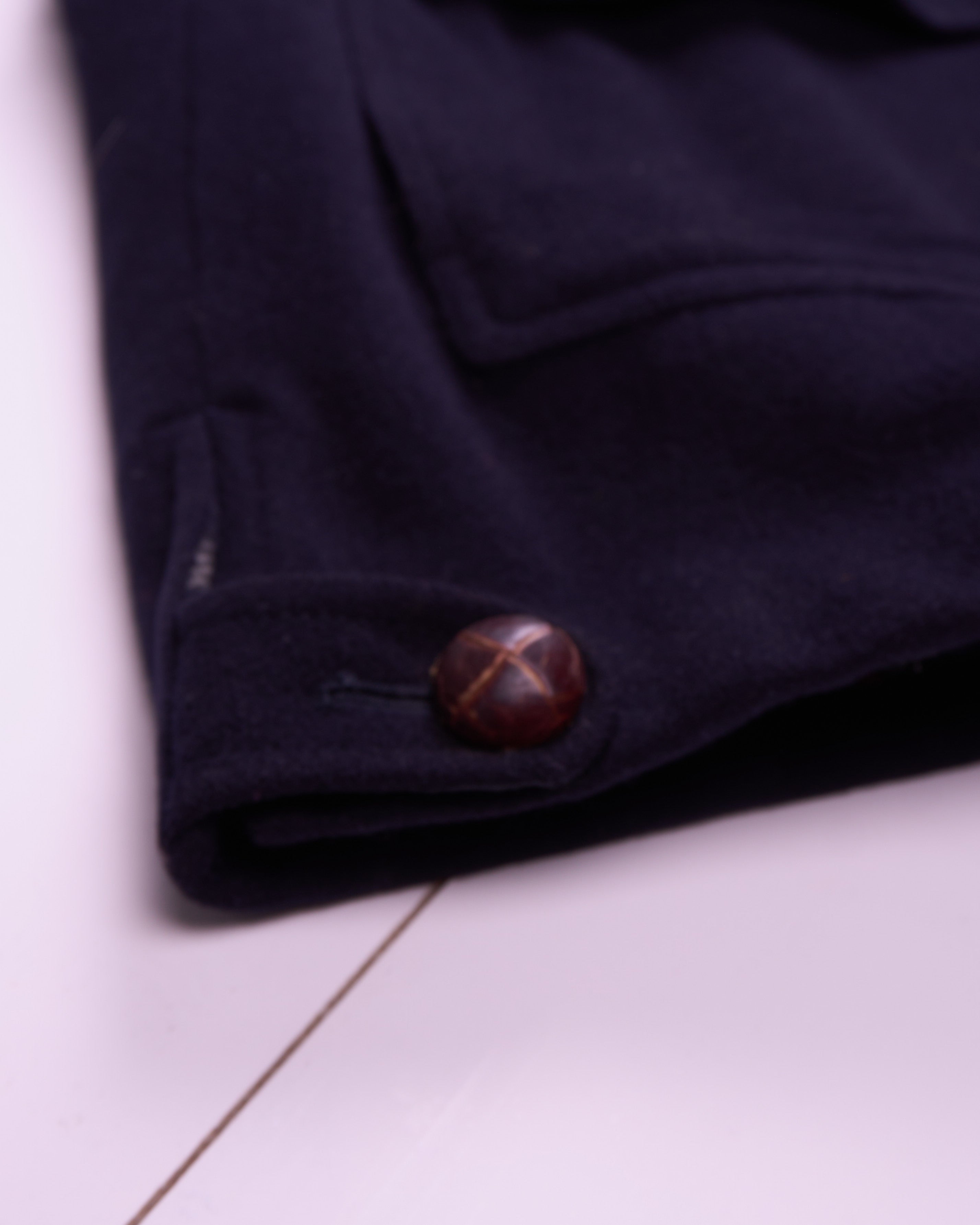 Burberry 1990's Navy Wool Car Coat - L