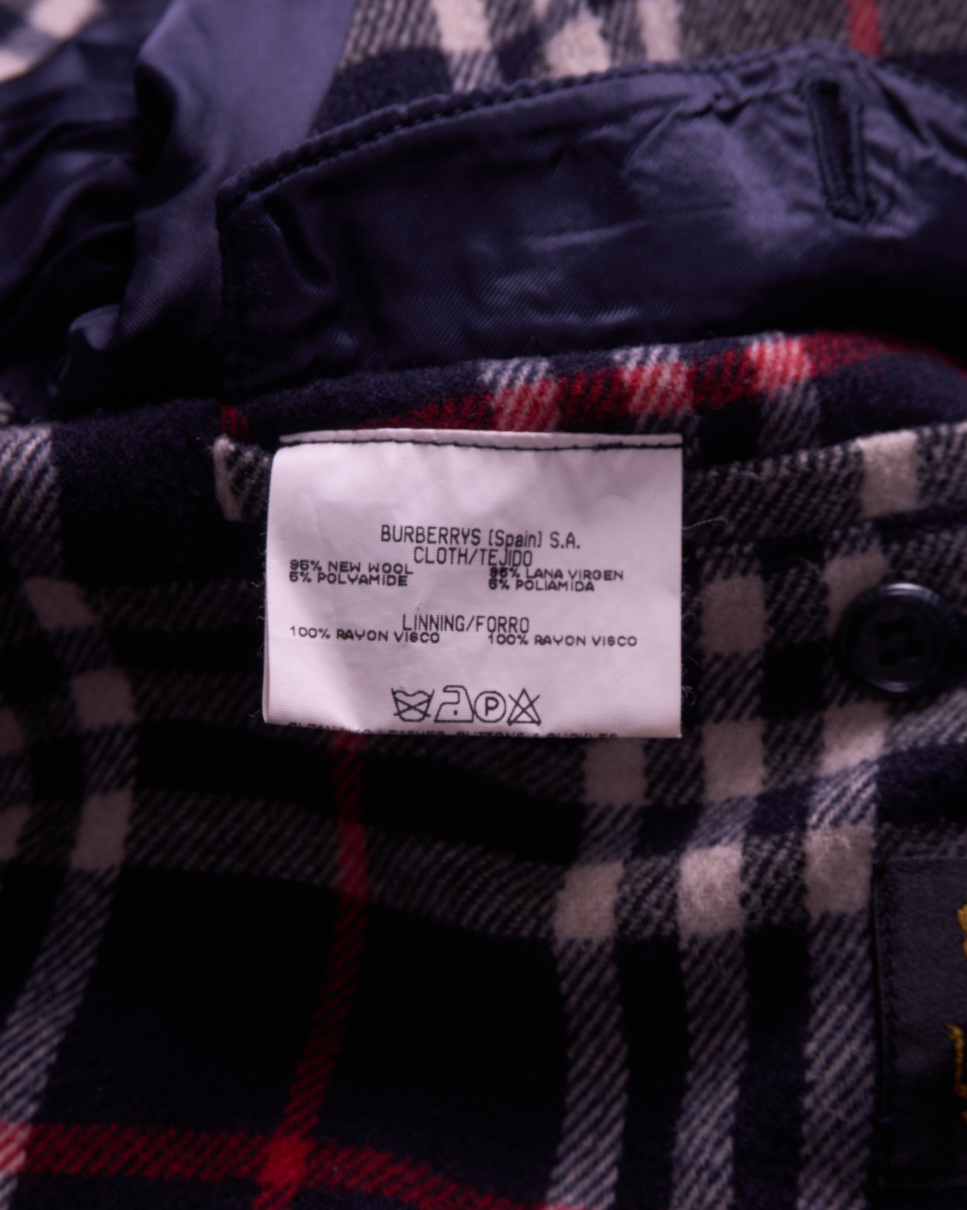 Burberry 1990's Navy Wool Car Coat - L