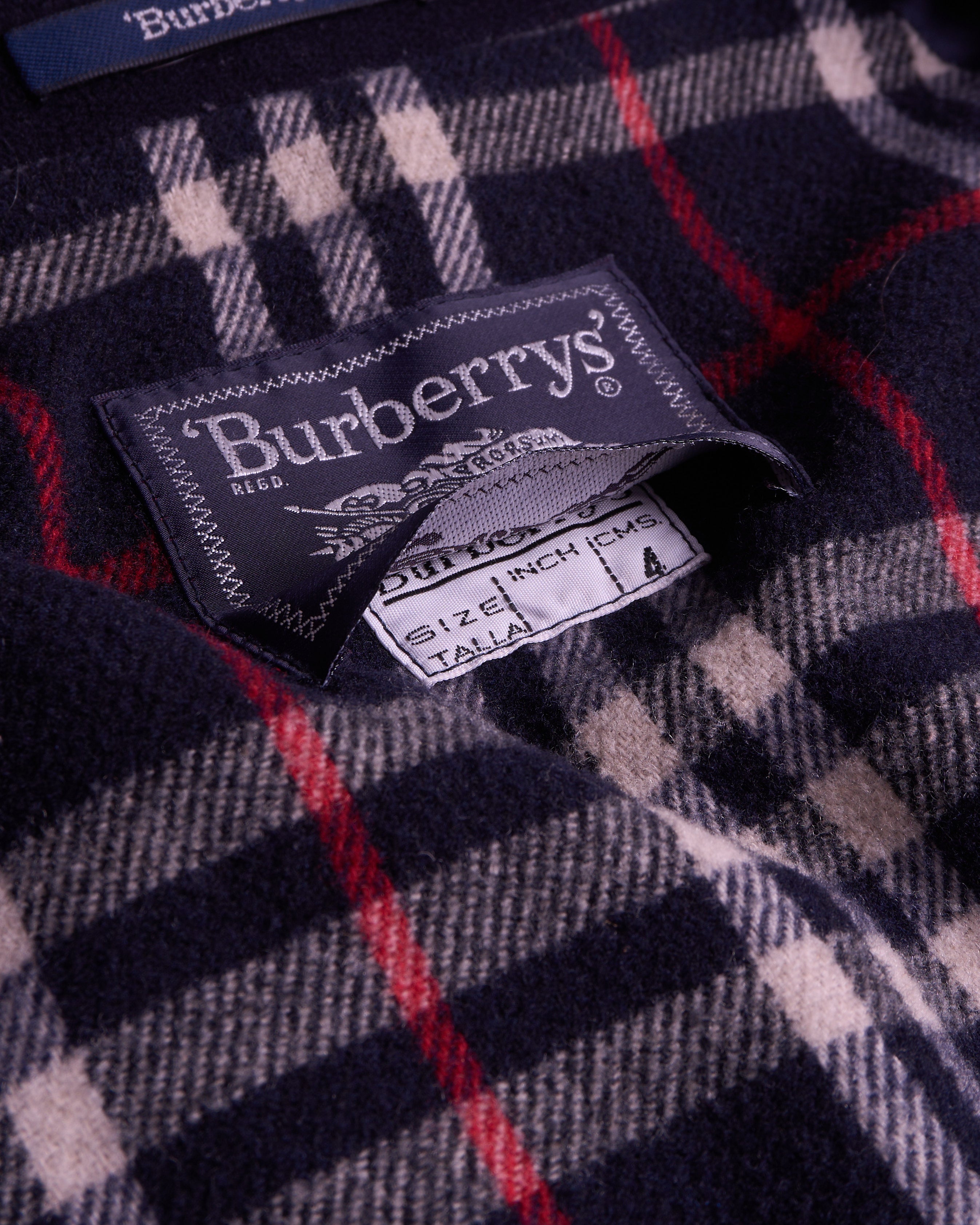 Burberry 1990's Navy Wool Car Coat - L