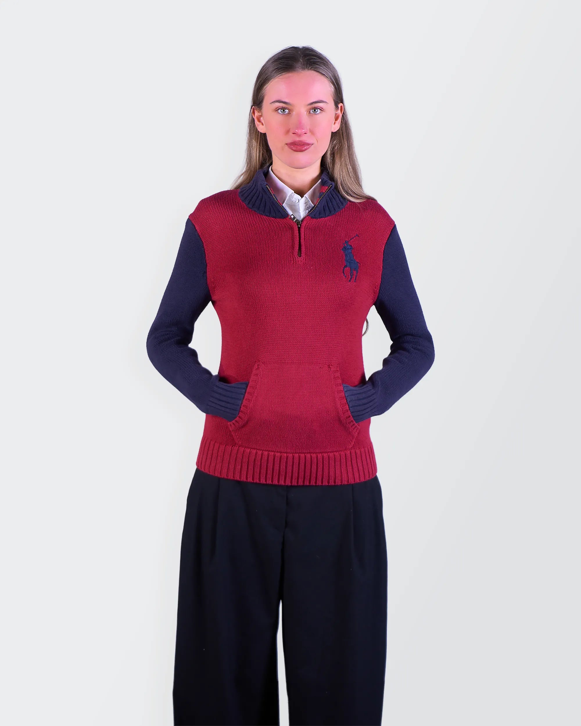 Ralph Lauren Red Quarter-zip Sweater - S