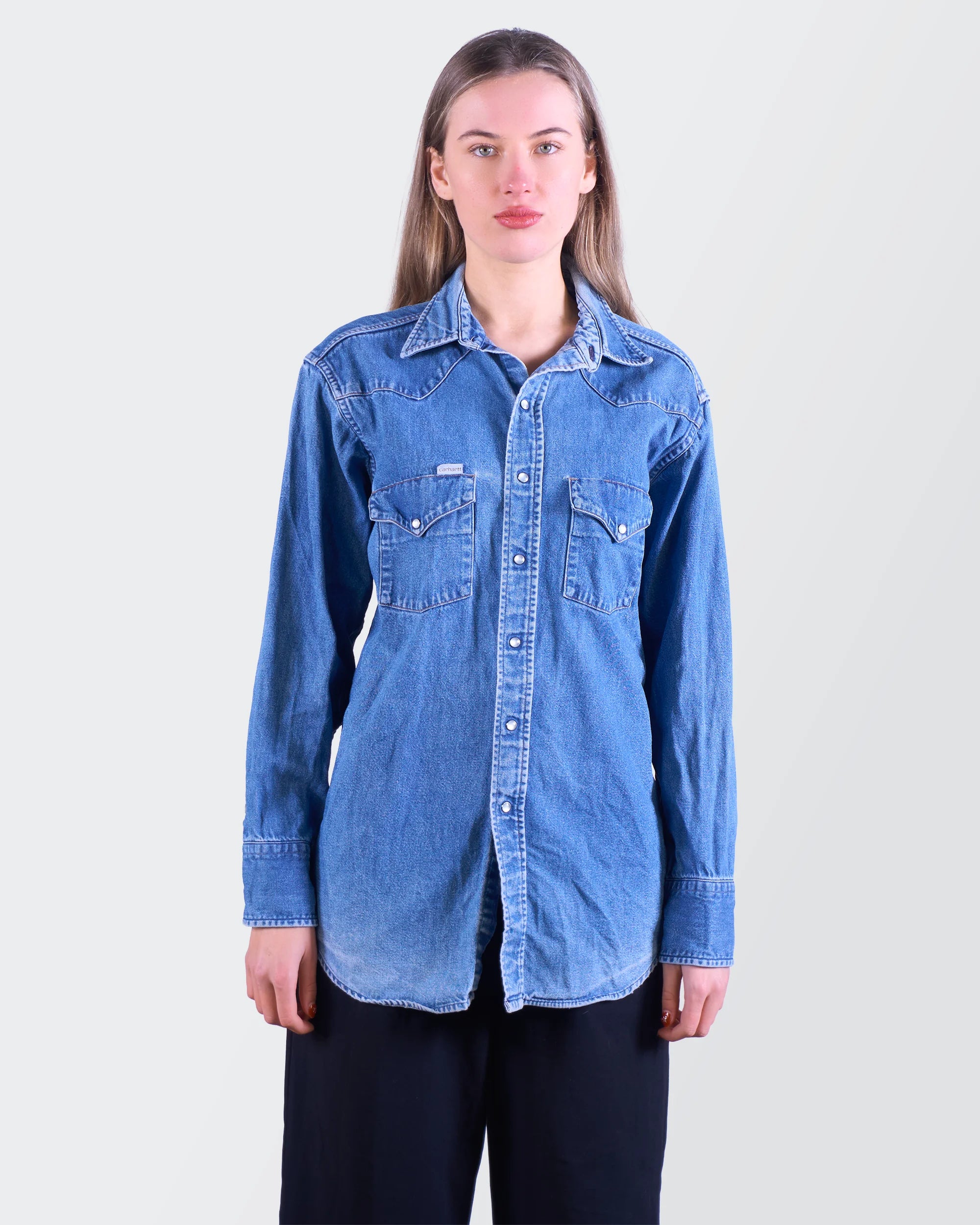 Carhartt Blue Denim Button-Up Shirt - S
