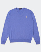 Ralph Lauren Blue Cotton V - neck Sweater - S