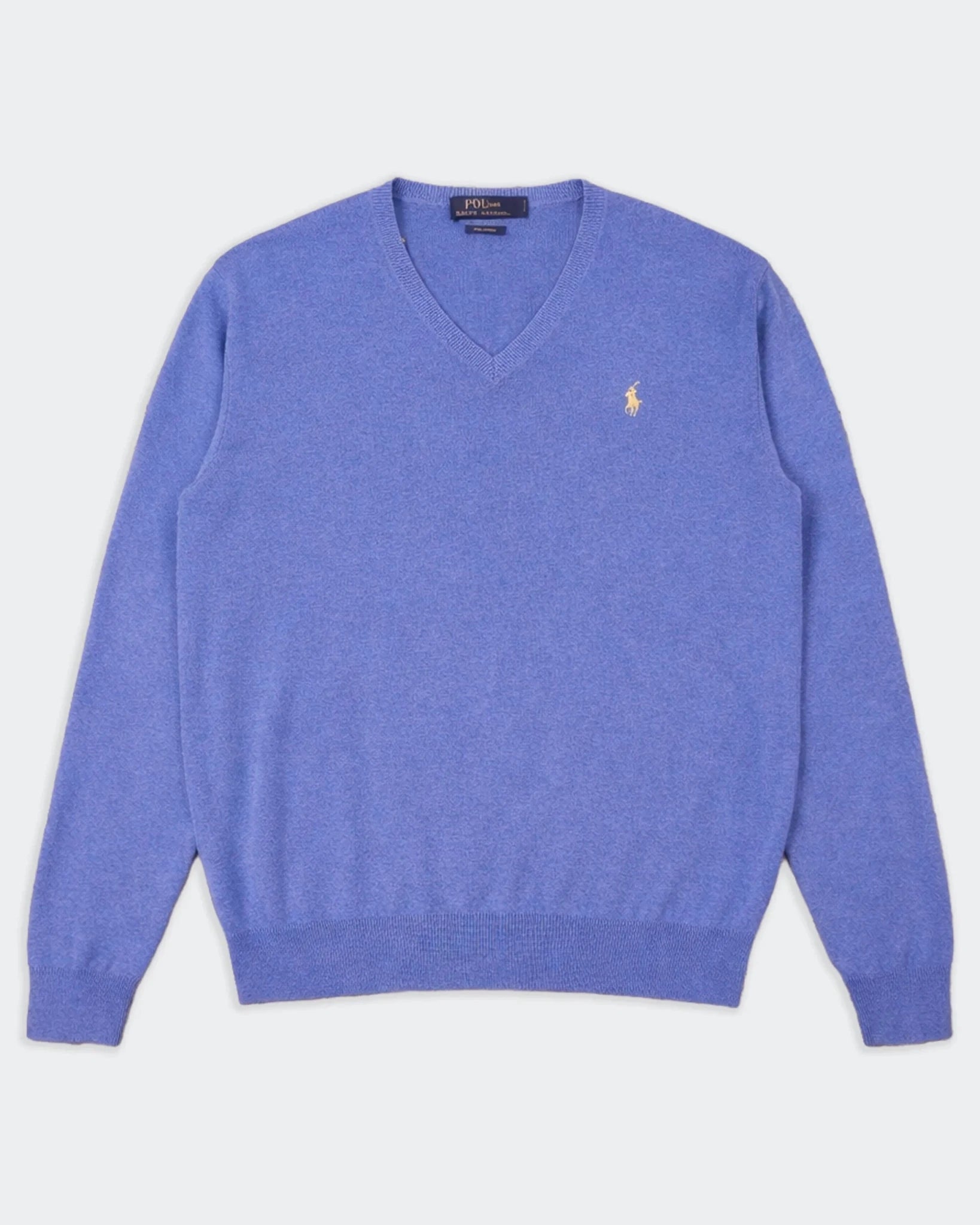 Ralph Lauren Blue Cotton V - neck Sweater - S