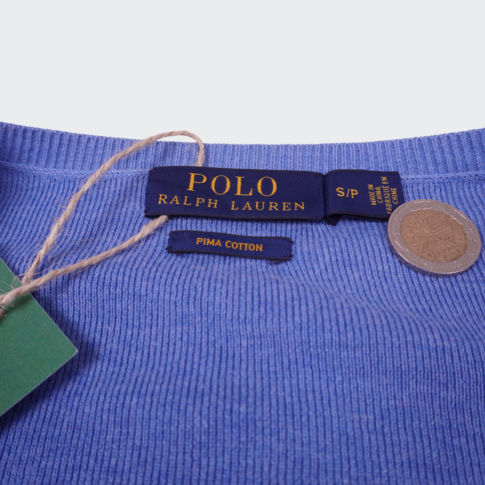 Ralph Lauren Blue Cotton V - neck Sweater - S