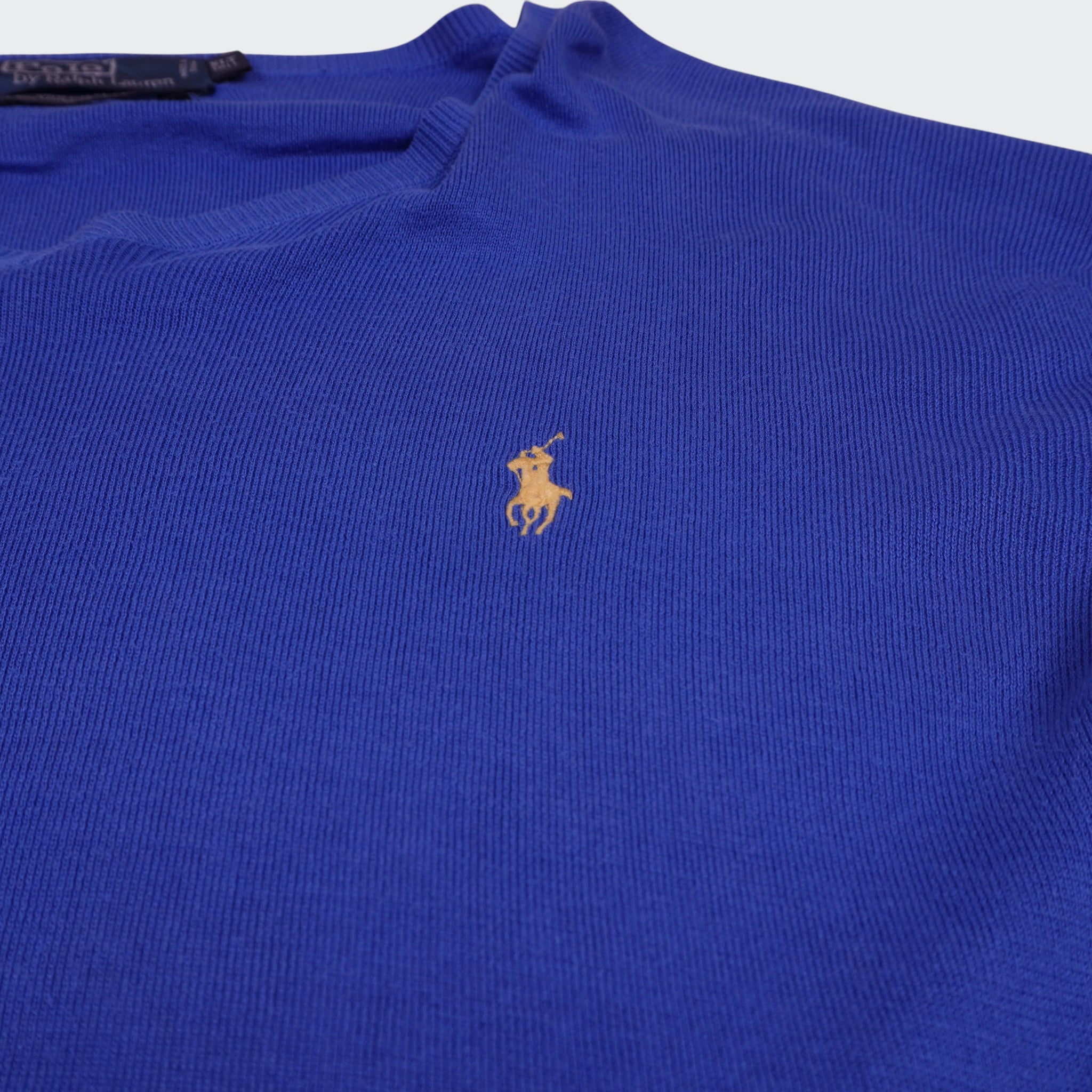 Ralph Lauren Blue Cotton V - neck Sweater - XL