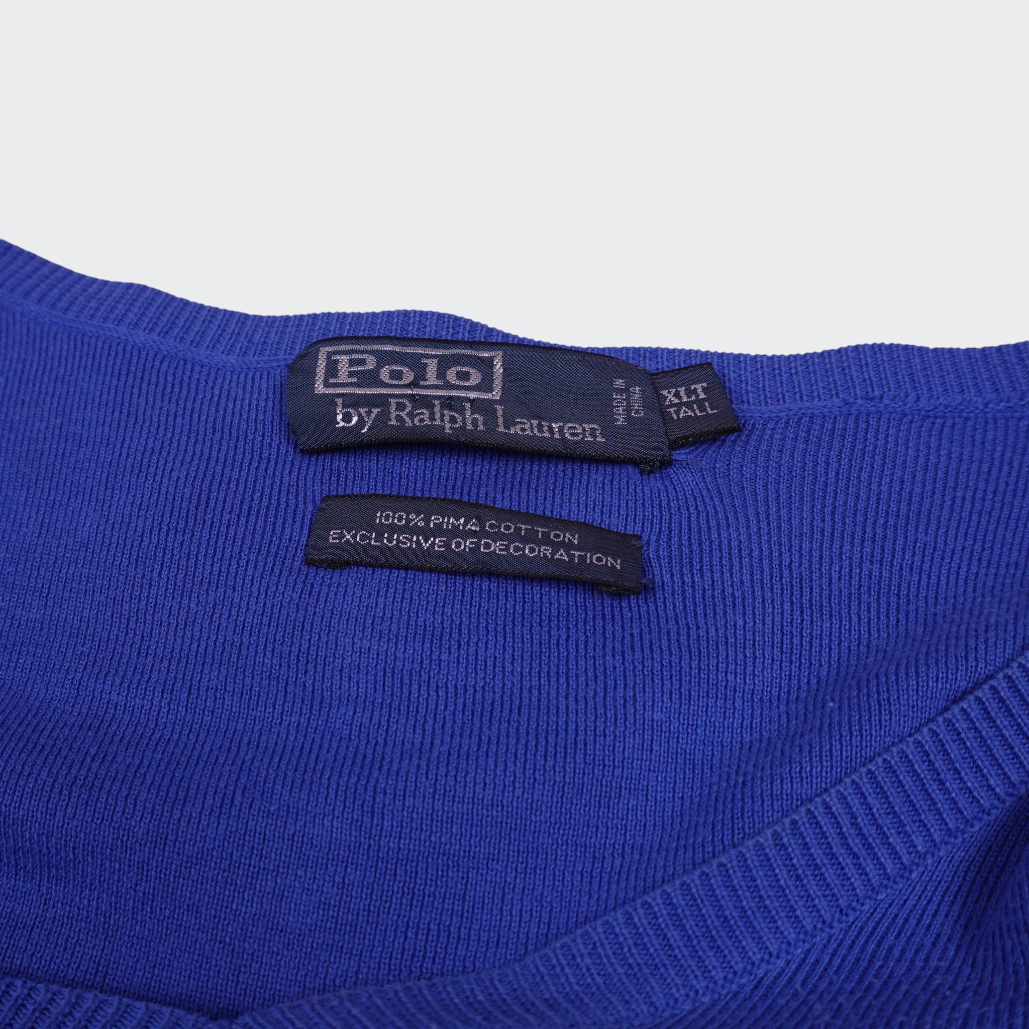 Ralph Lauren Blue Cotton V - neck Sweater - XL