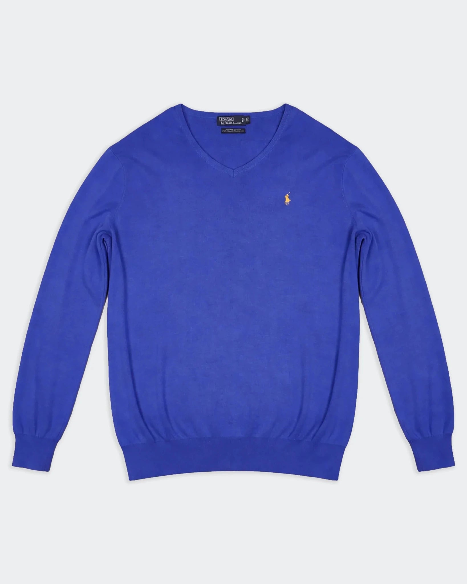 Ralph Lauren Blue Cotton V - neck Sweater - XL