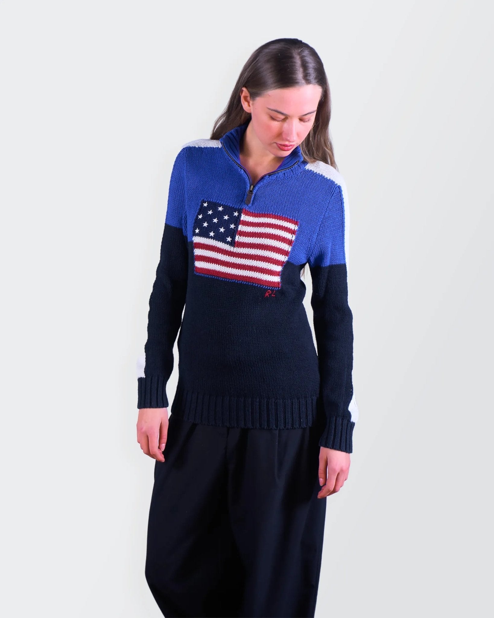 Ralph Lauren Blue Quarter - zip Sweater - S