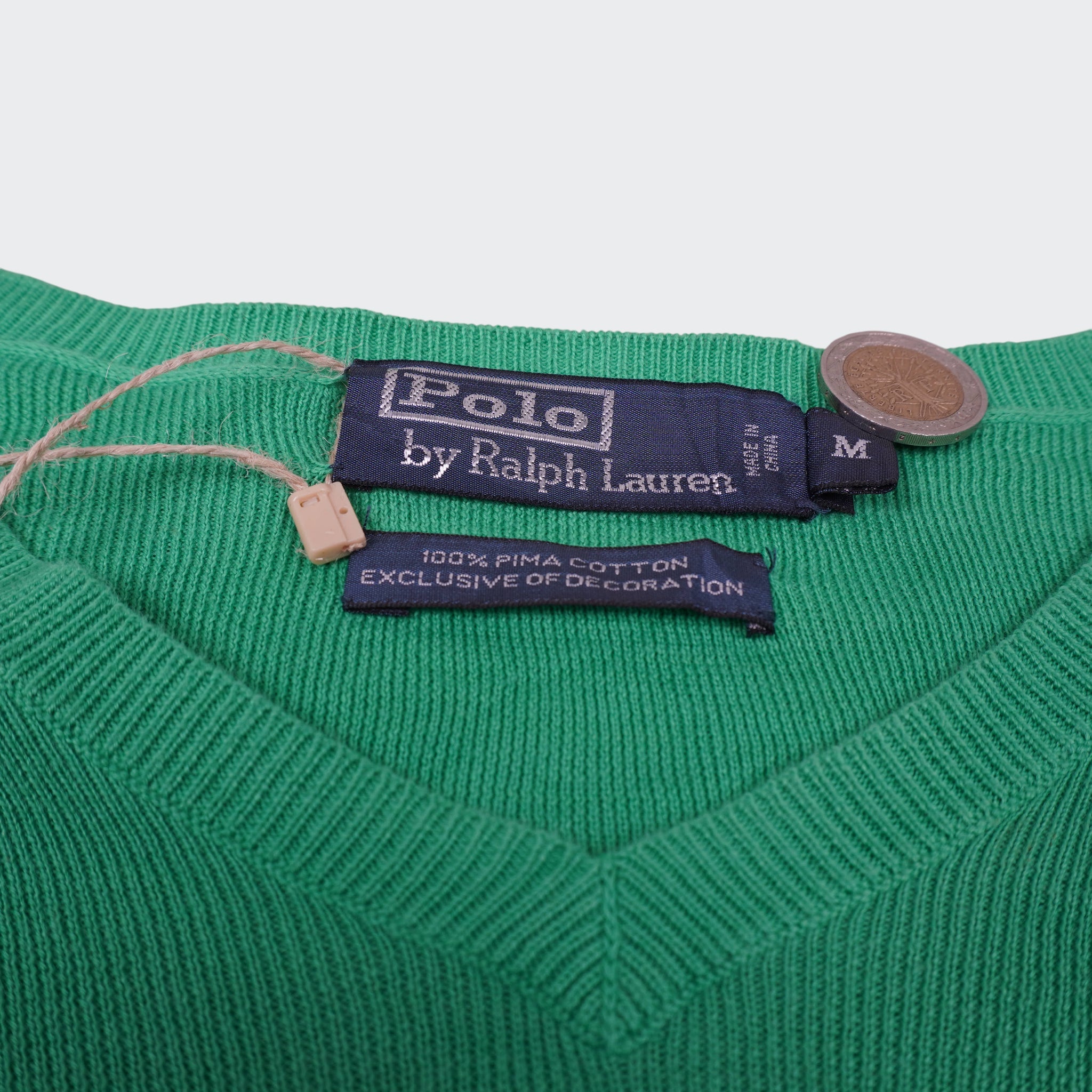Ralph Lauren Green Cotton V - neck Sweater - M
