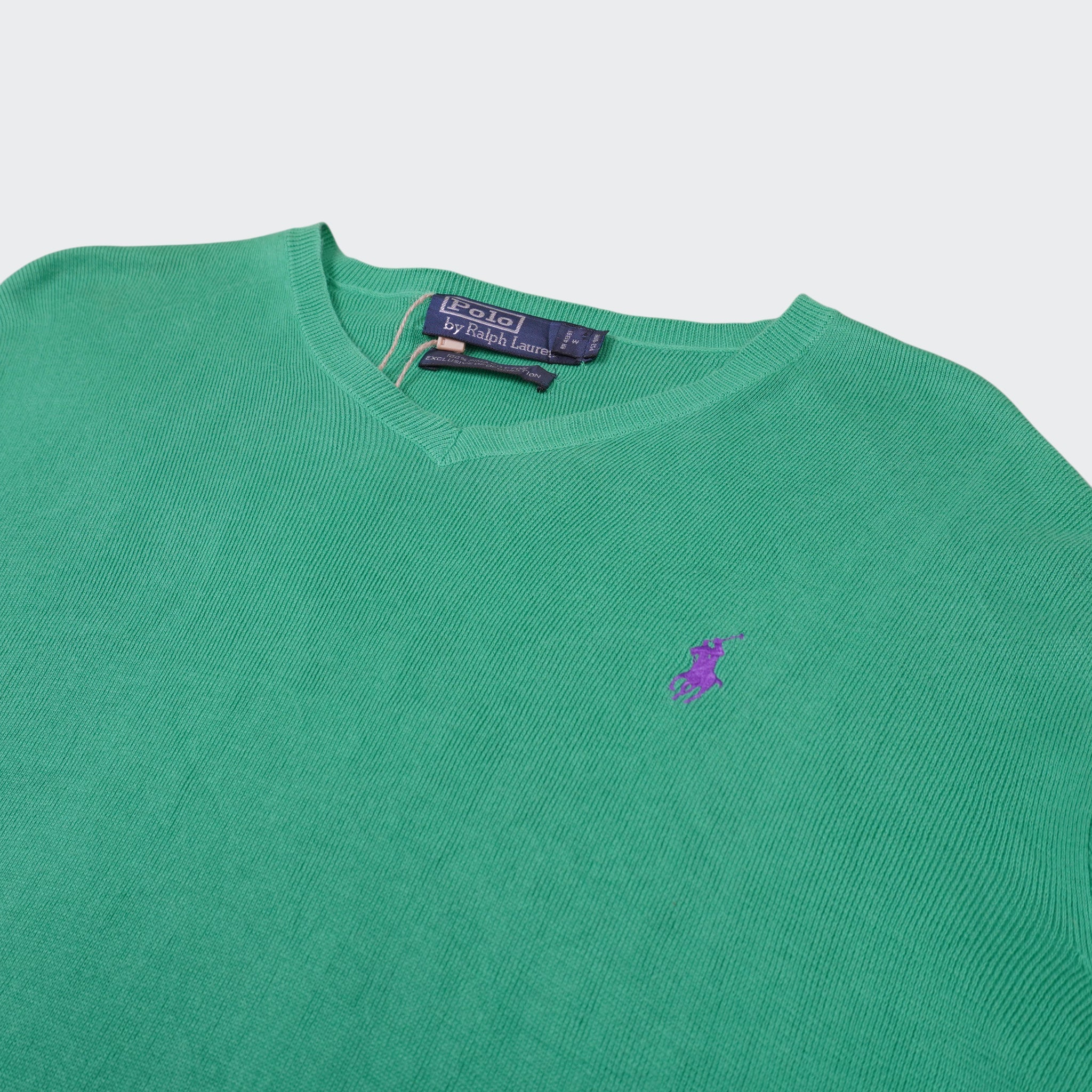 Ralph Lauren Green Cotton V - neck Sweater - M