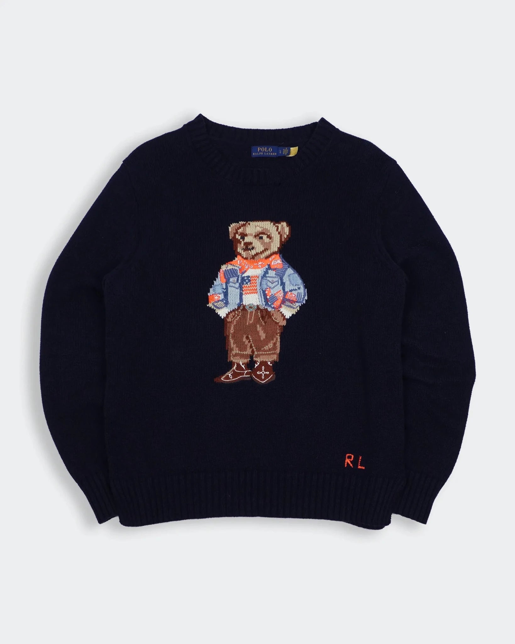 Ralph Lauren Navy Bear Sweater Cotton M